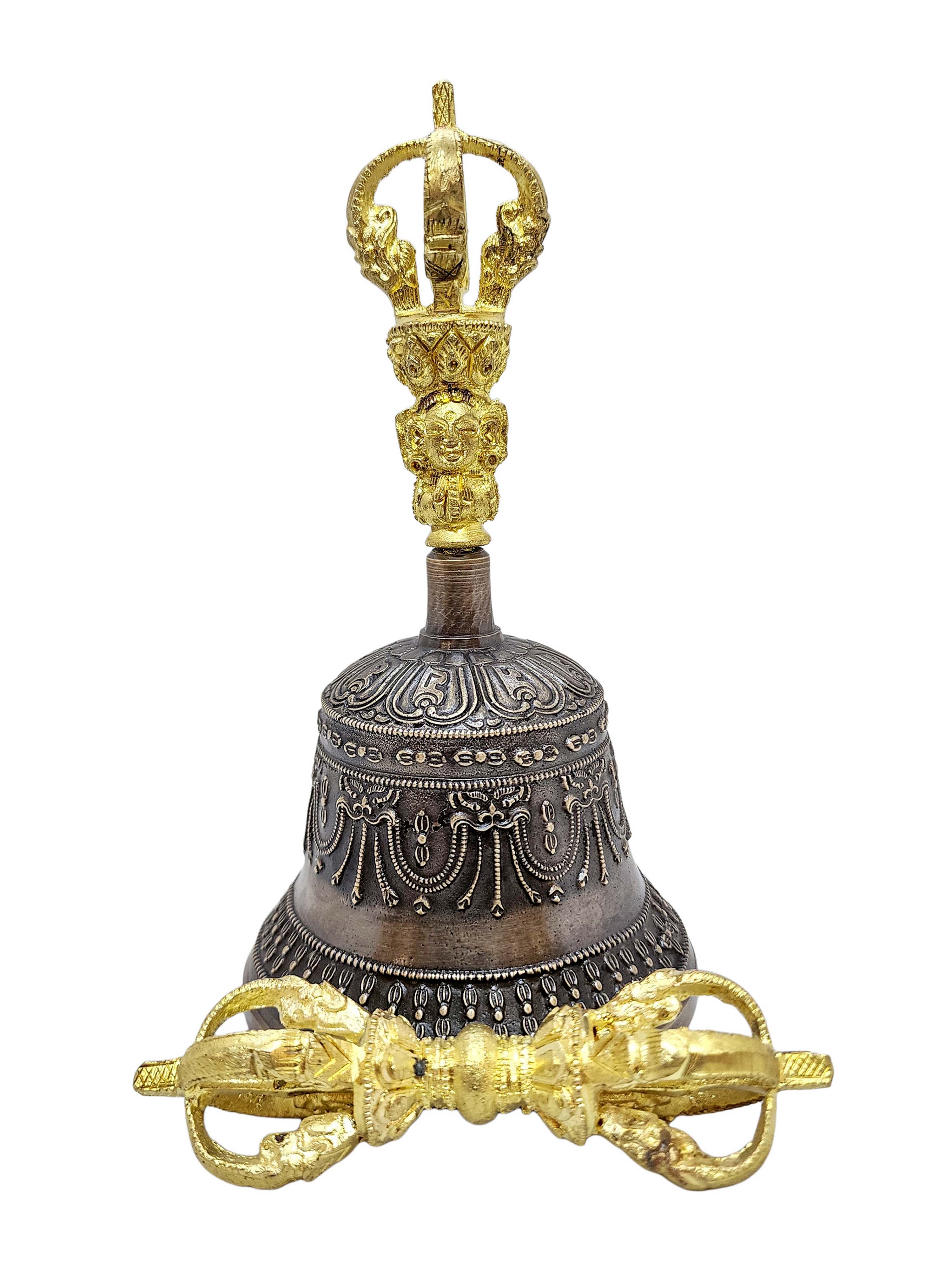 Bell And Dorje vajra, Bronze, high Quality, gold Plated