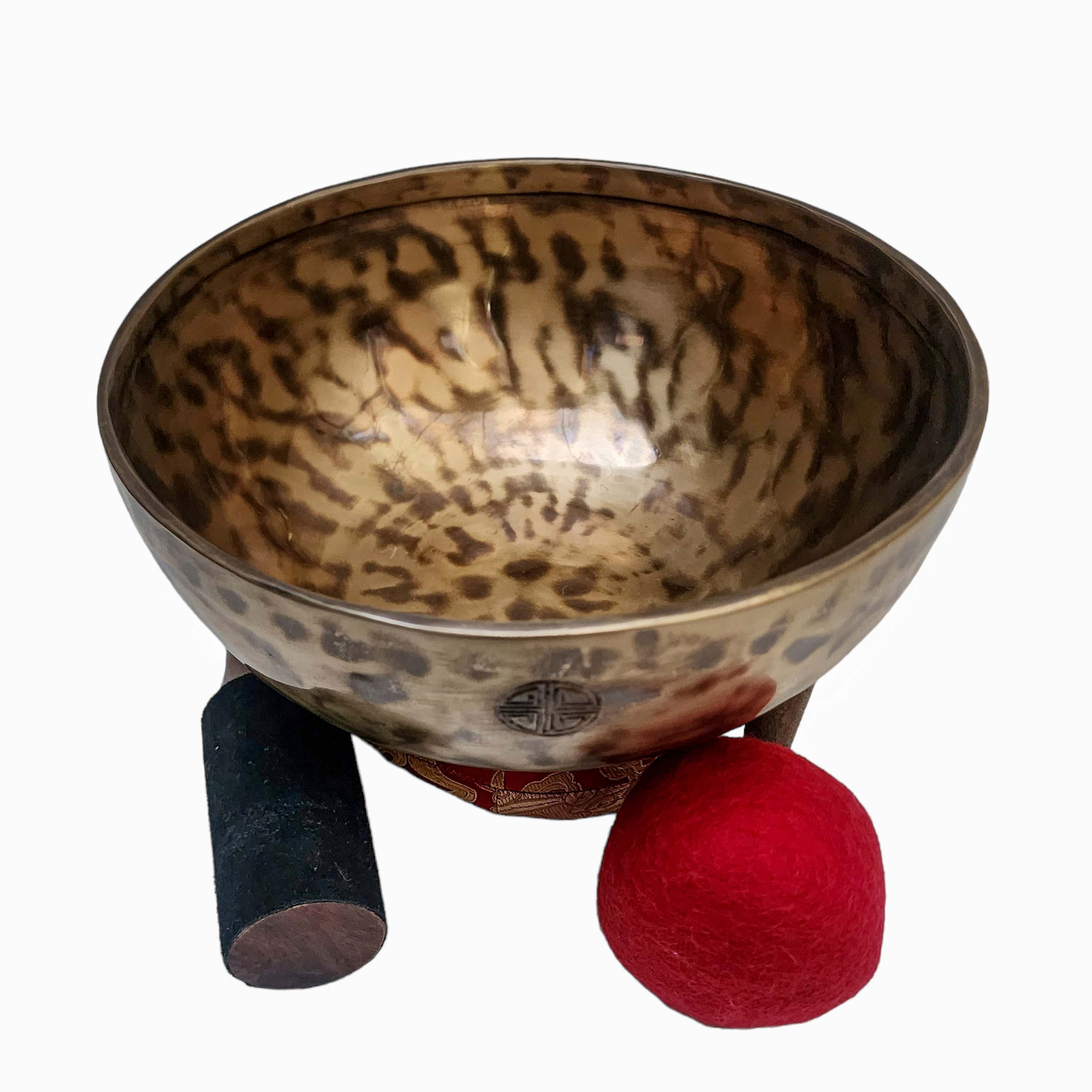 Full Moon Bowl, Buddhist Hand Beaten, Moon Carved, Antique Finishing