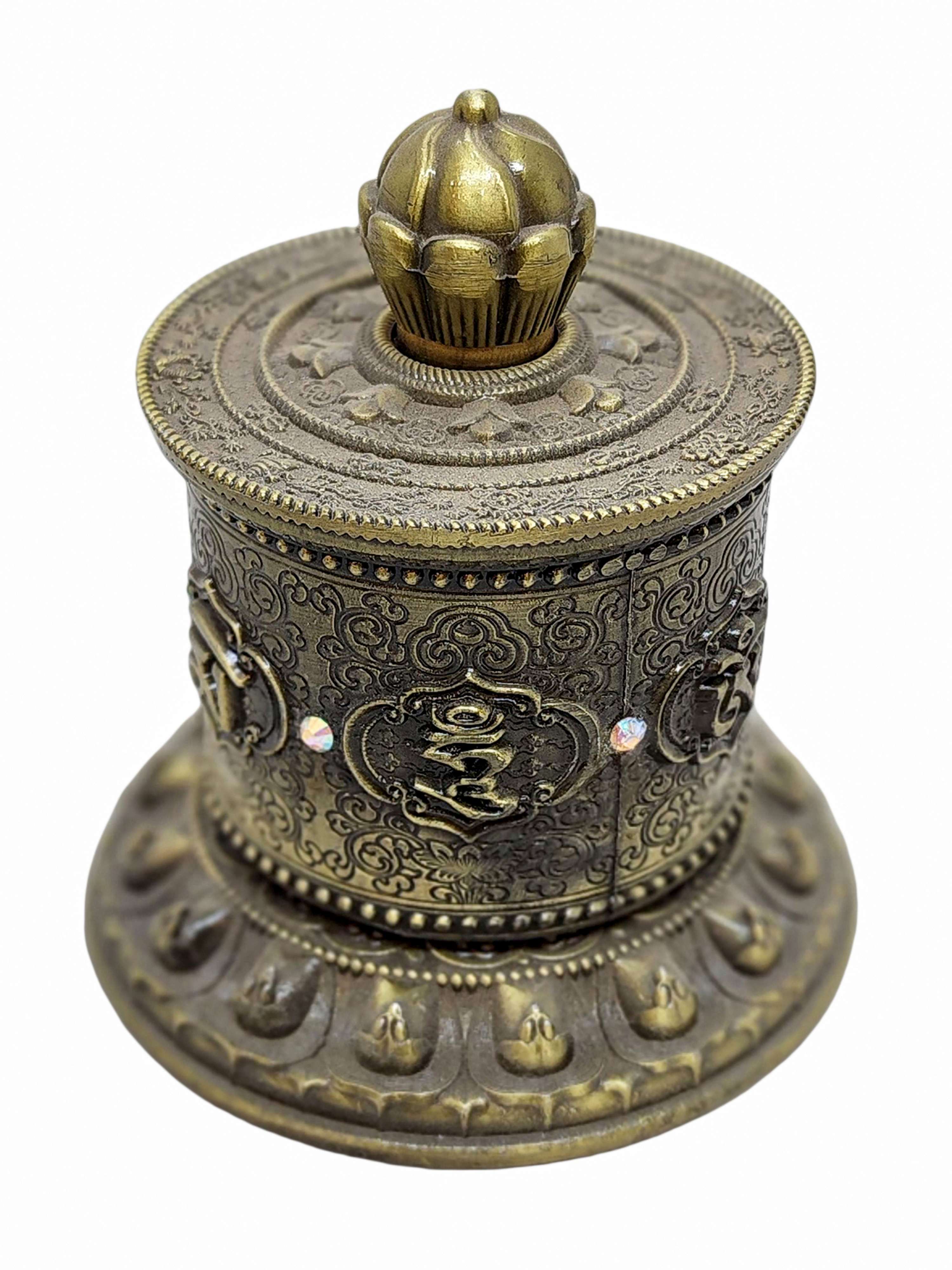 Table Top Prayer Wheel, Buddhist Handmade, <span Style=