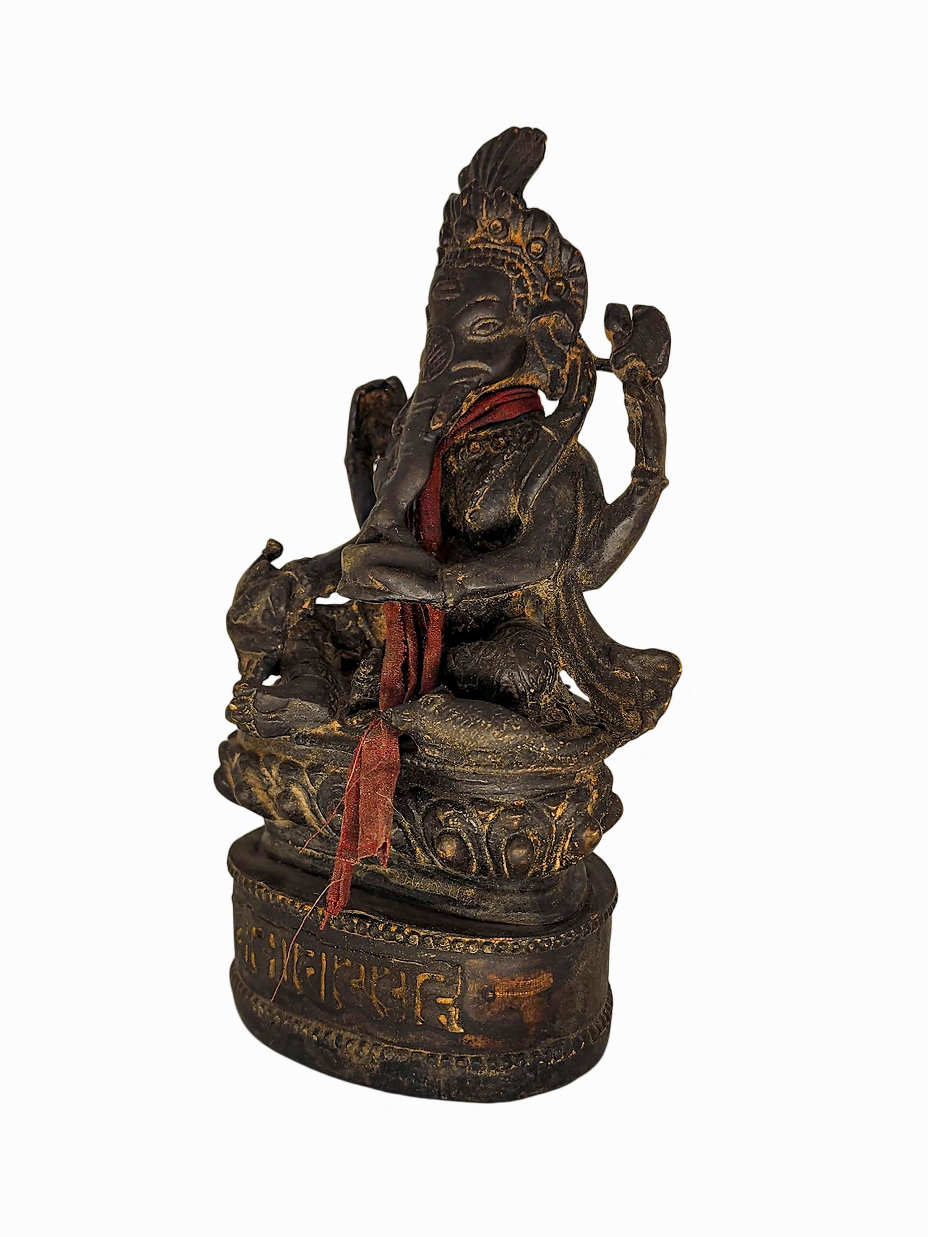 ganesh, Buddhist Statue, antique, chocolate Oxidized