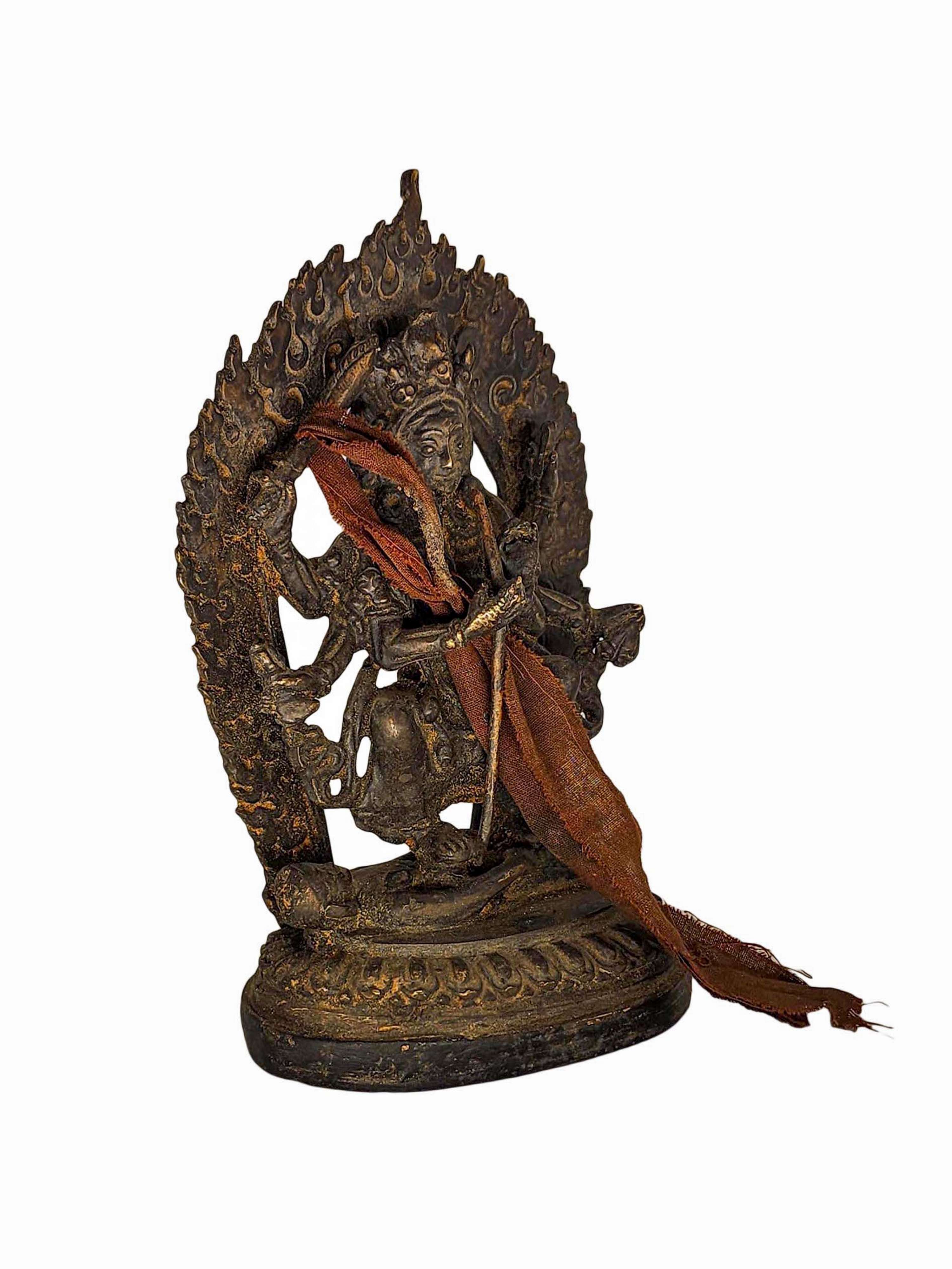 bhadrakali, Buddhist Statue, antique, chocolate Oxidized