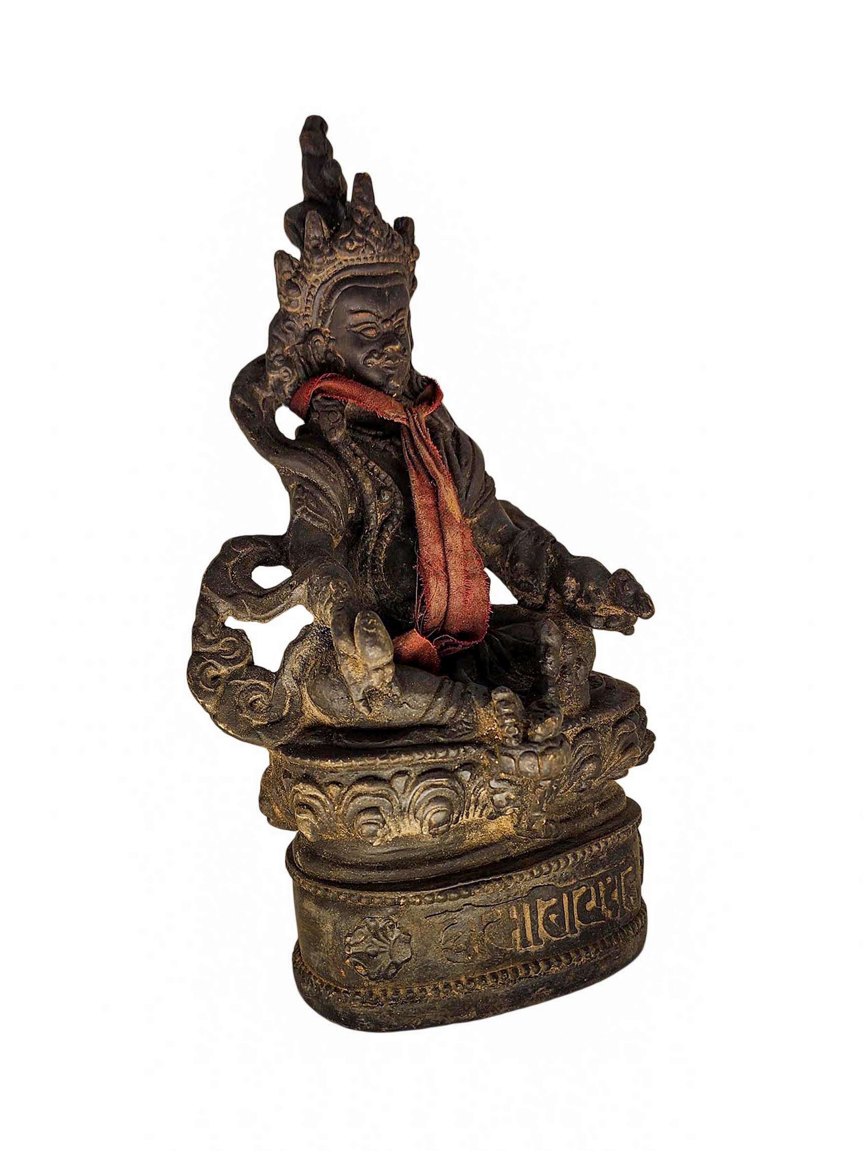 yellow Jambhala, Buddhist Statue, antique, chocolate Oxidized