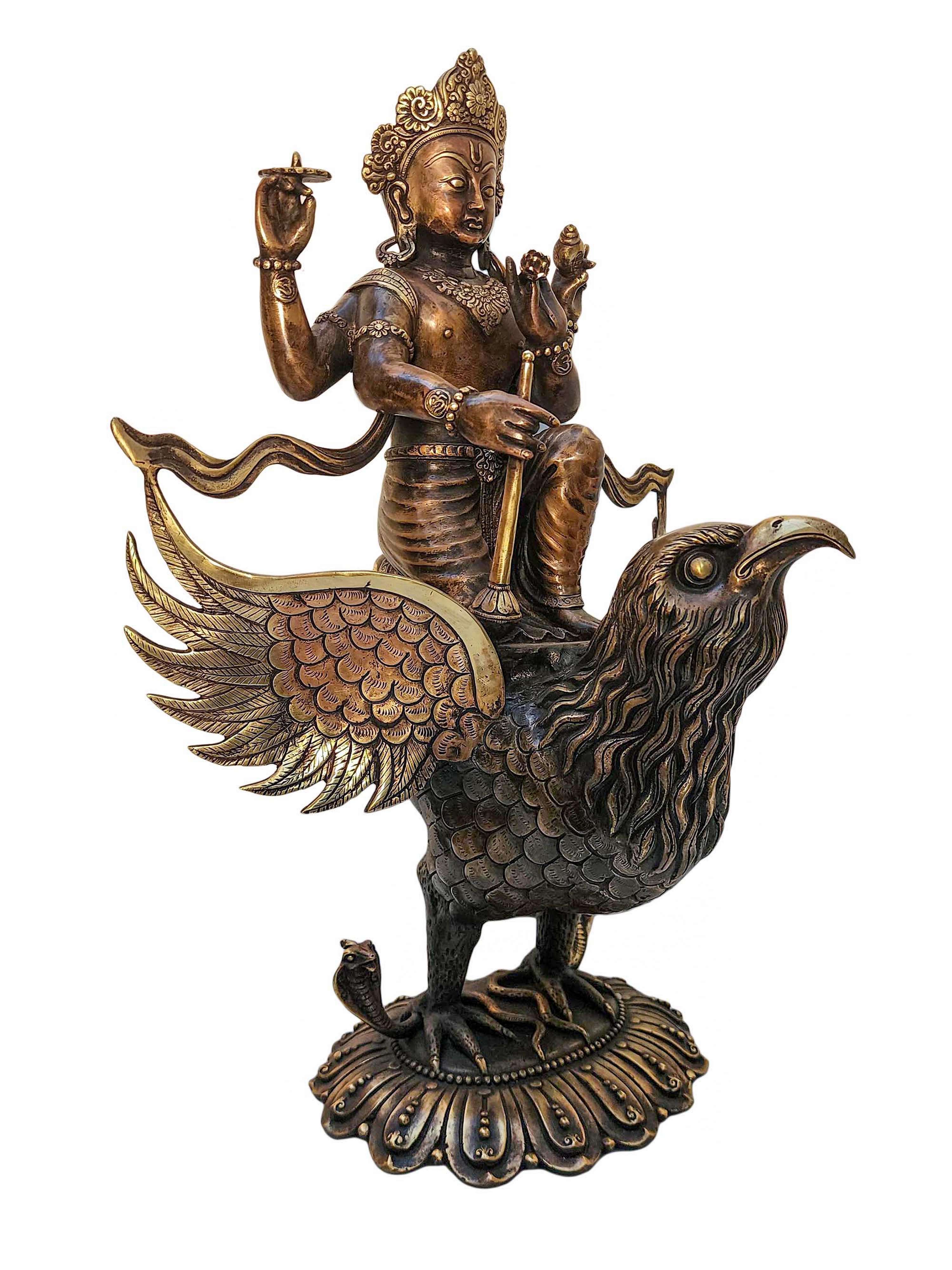 vishnu In Garuda, Buddhist Handmade Statue, antique Finishing