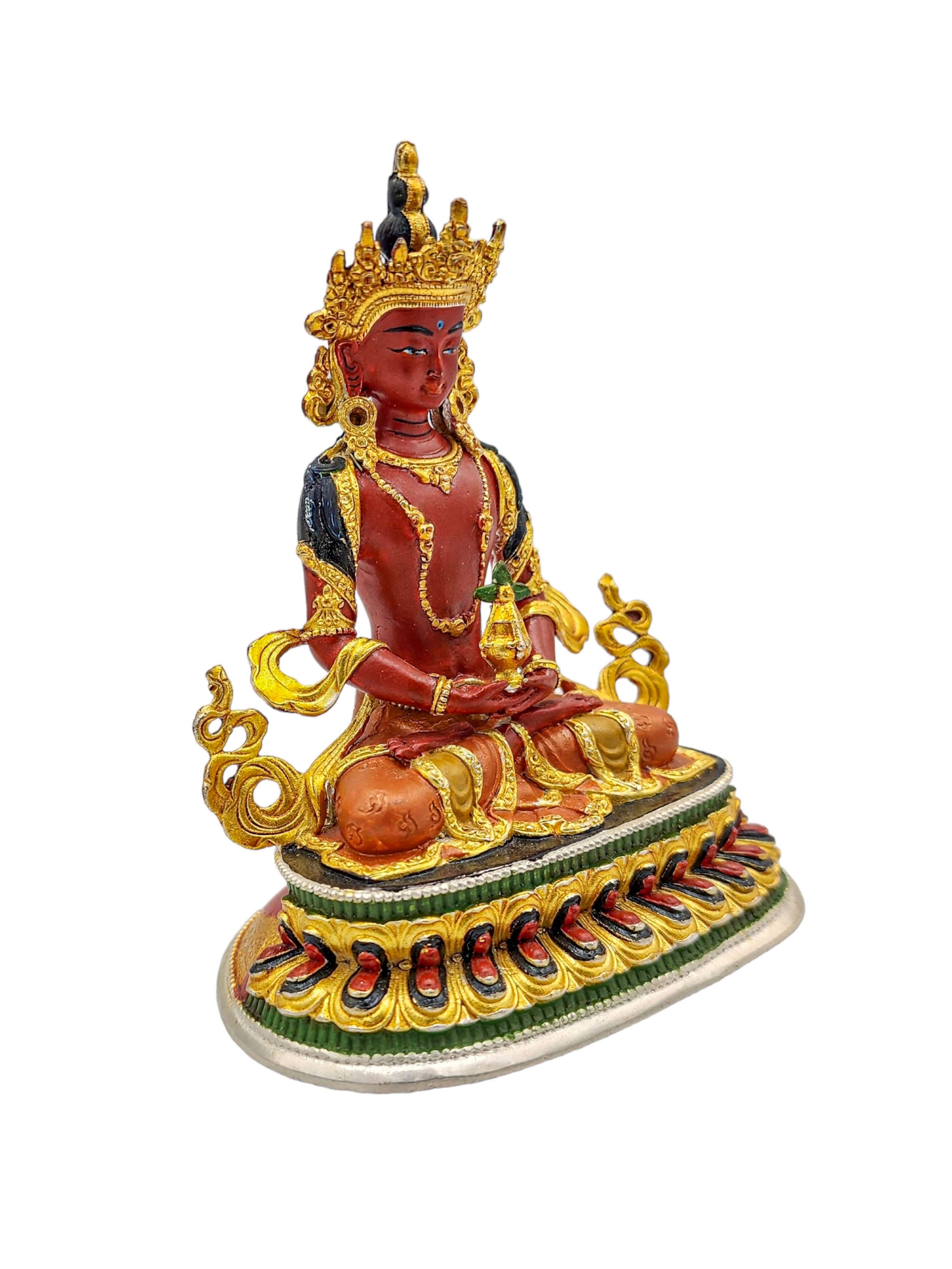 aparimita, Buddhist Miniature Statue, high Quality, partly Gold Plated, traditional Color Finishing, high Quality