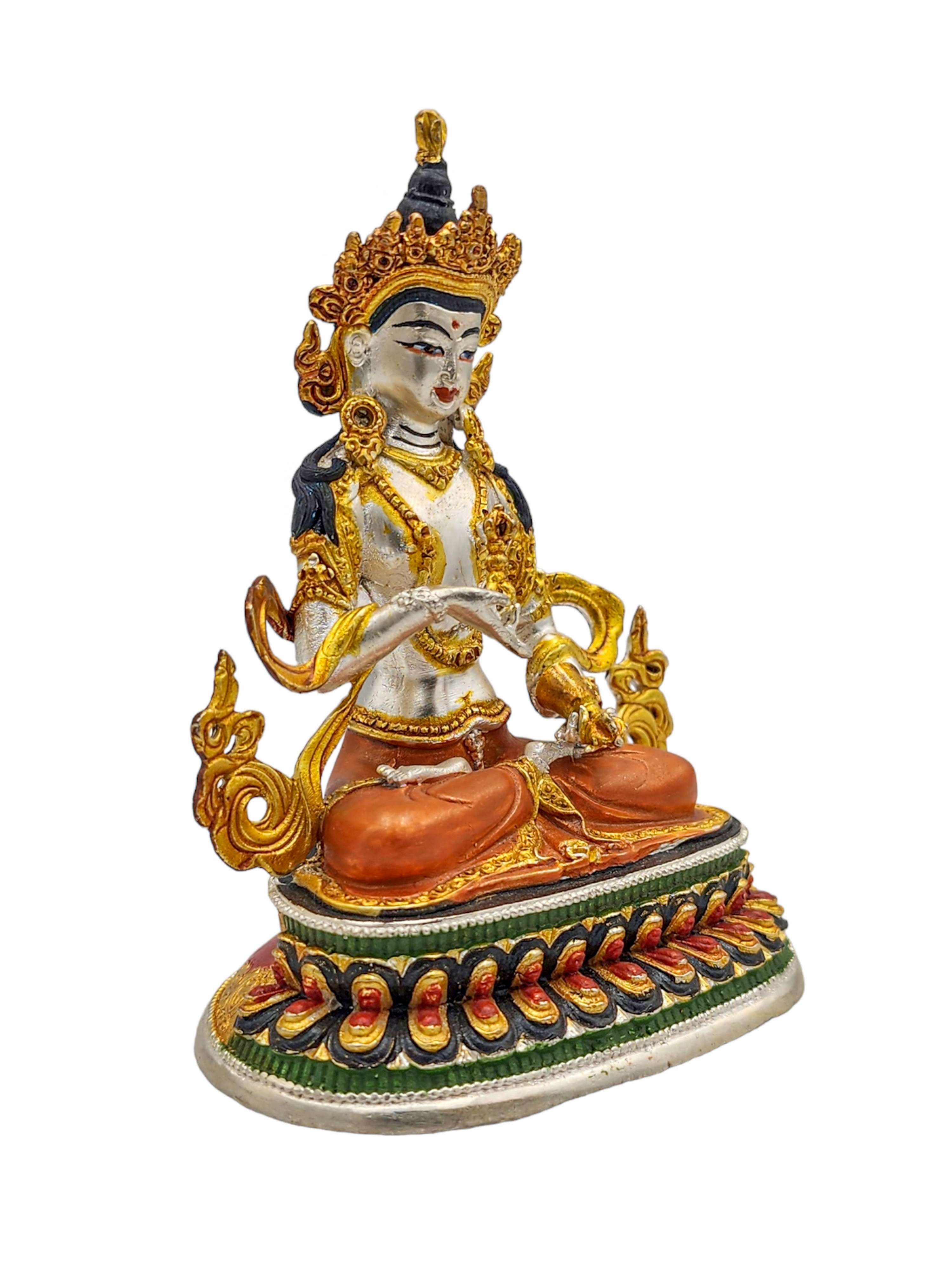 vajrasattva, Buddhist Miniature Statue, high Quality, partly Gold Plated, traditional Color Finishing, high Quality