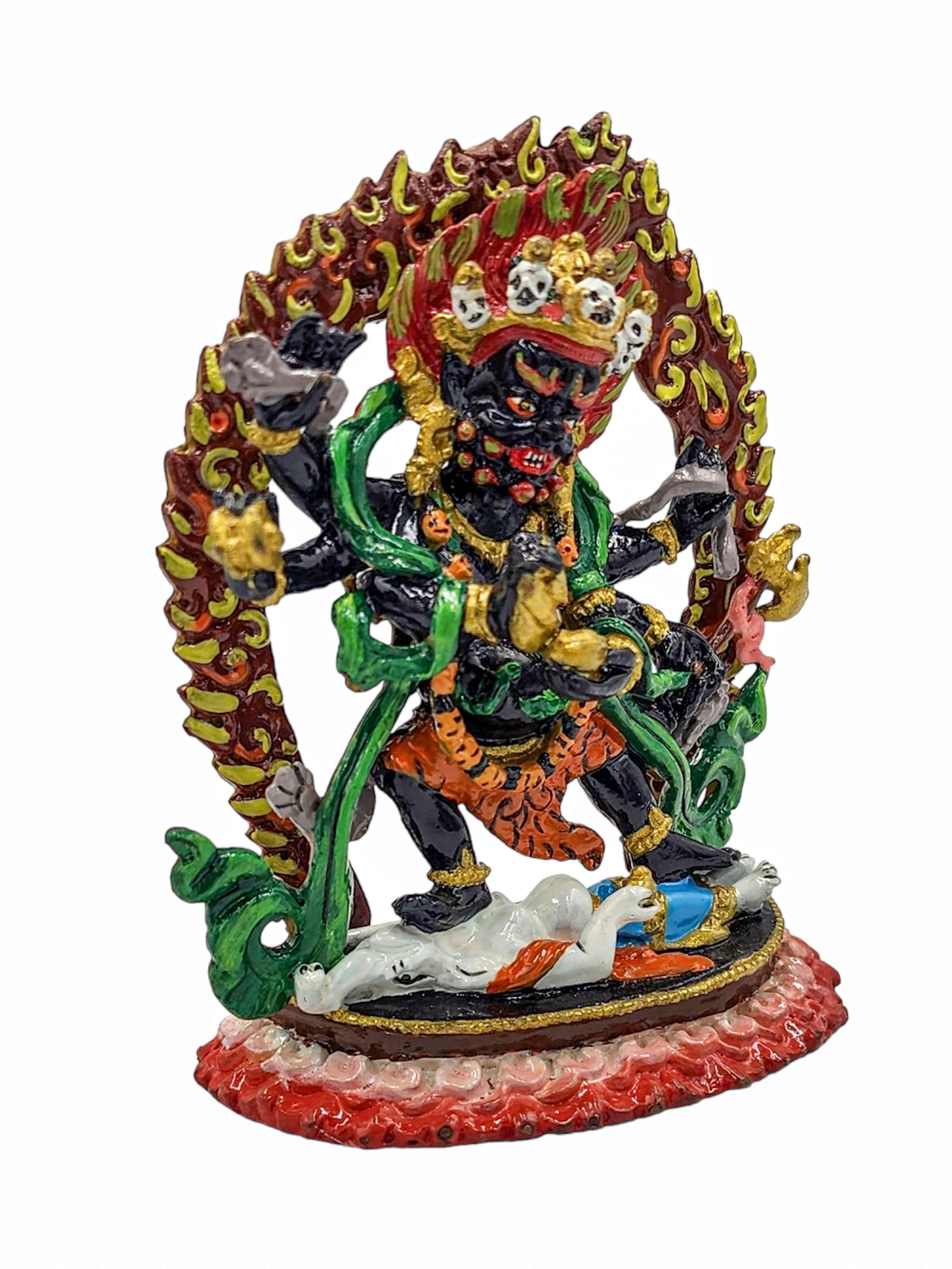 mahakala Black, Buddhist Miniature Statue, traditional Color Finishing, high Quality