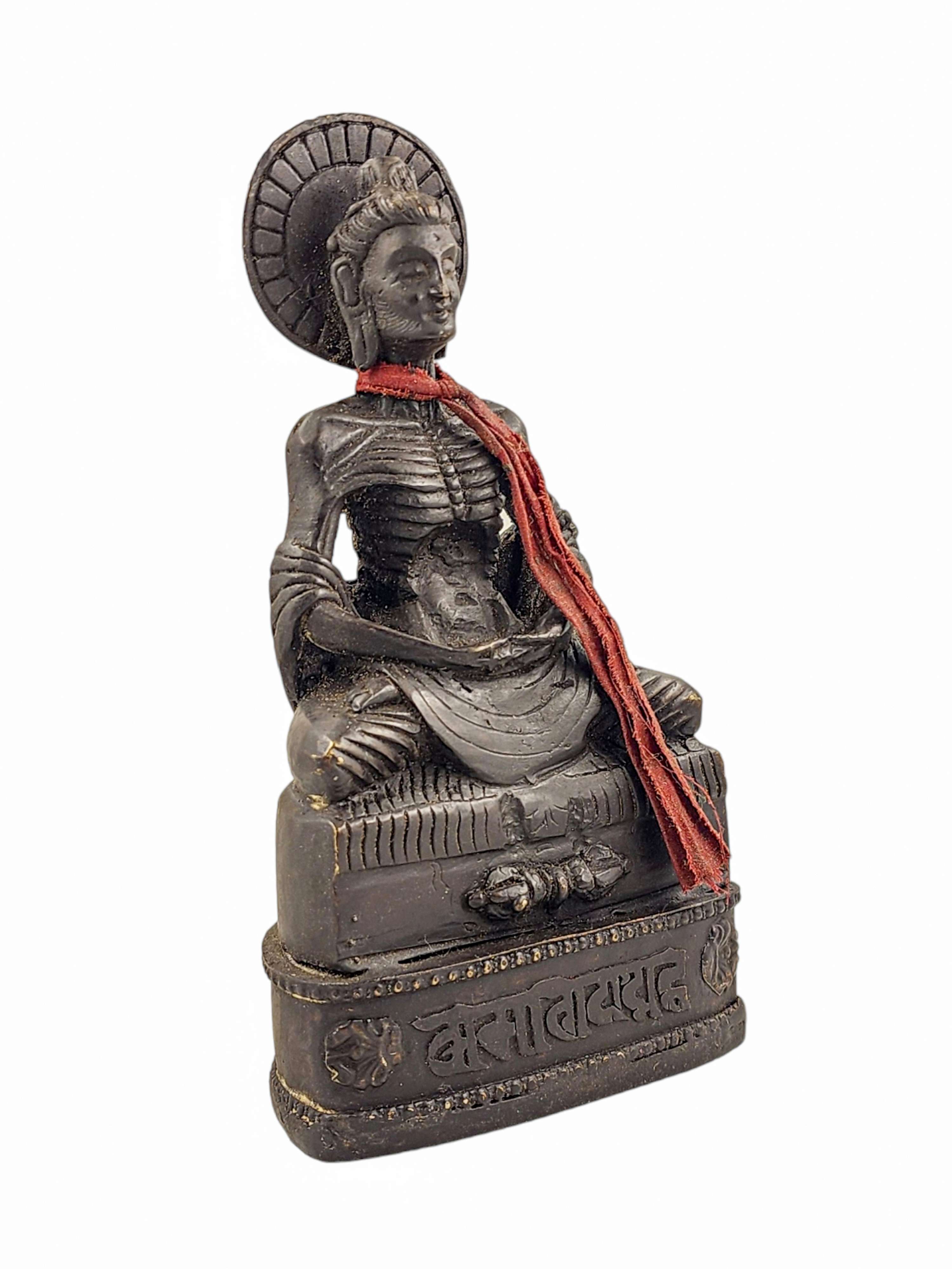 fasting Buddha, Buddhist Statue, antique, chocolate Oxidized