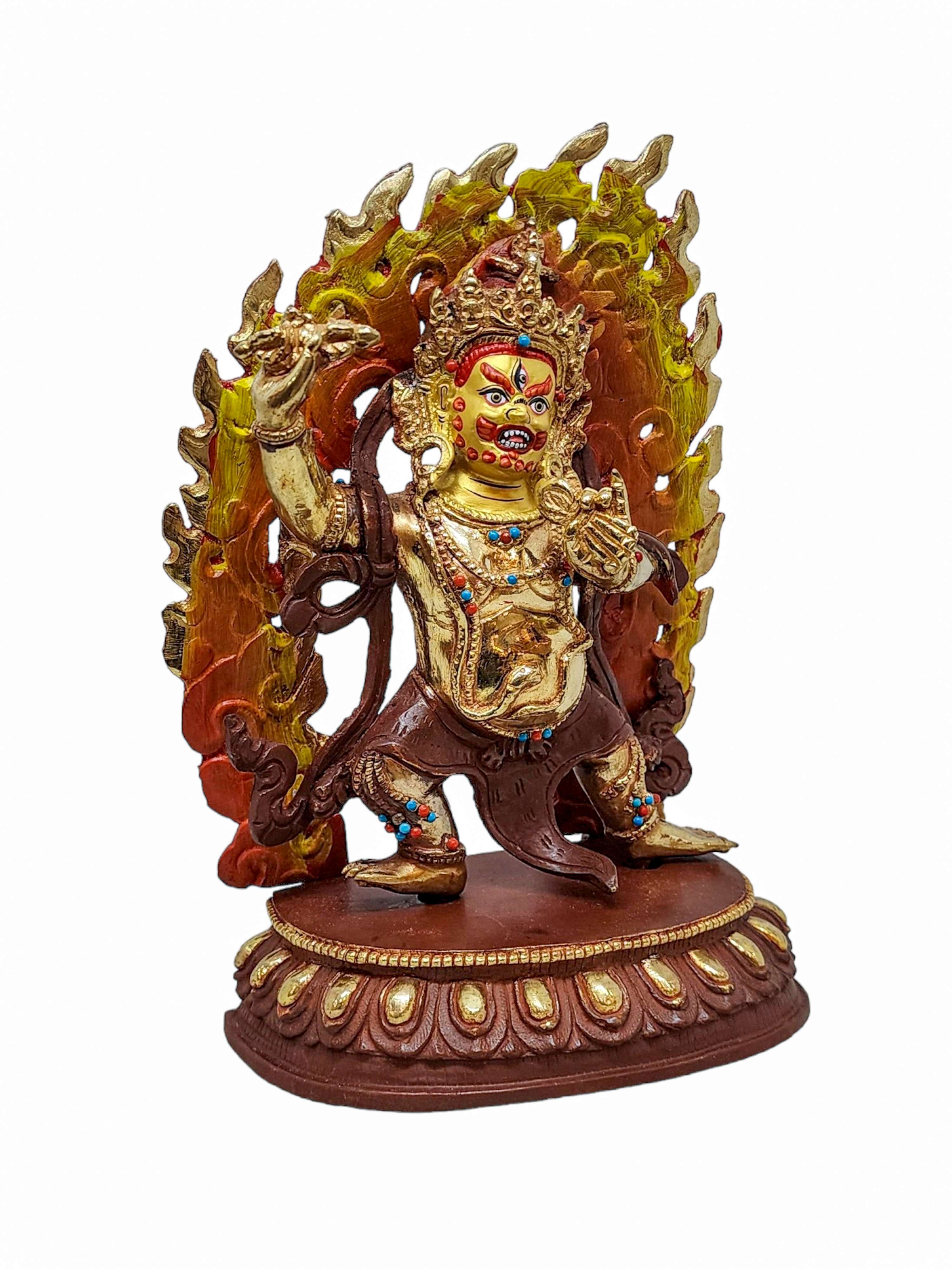 vajrapani, Buddhist Handmade Statue, partly Gold Plated And face Painted