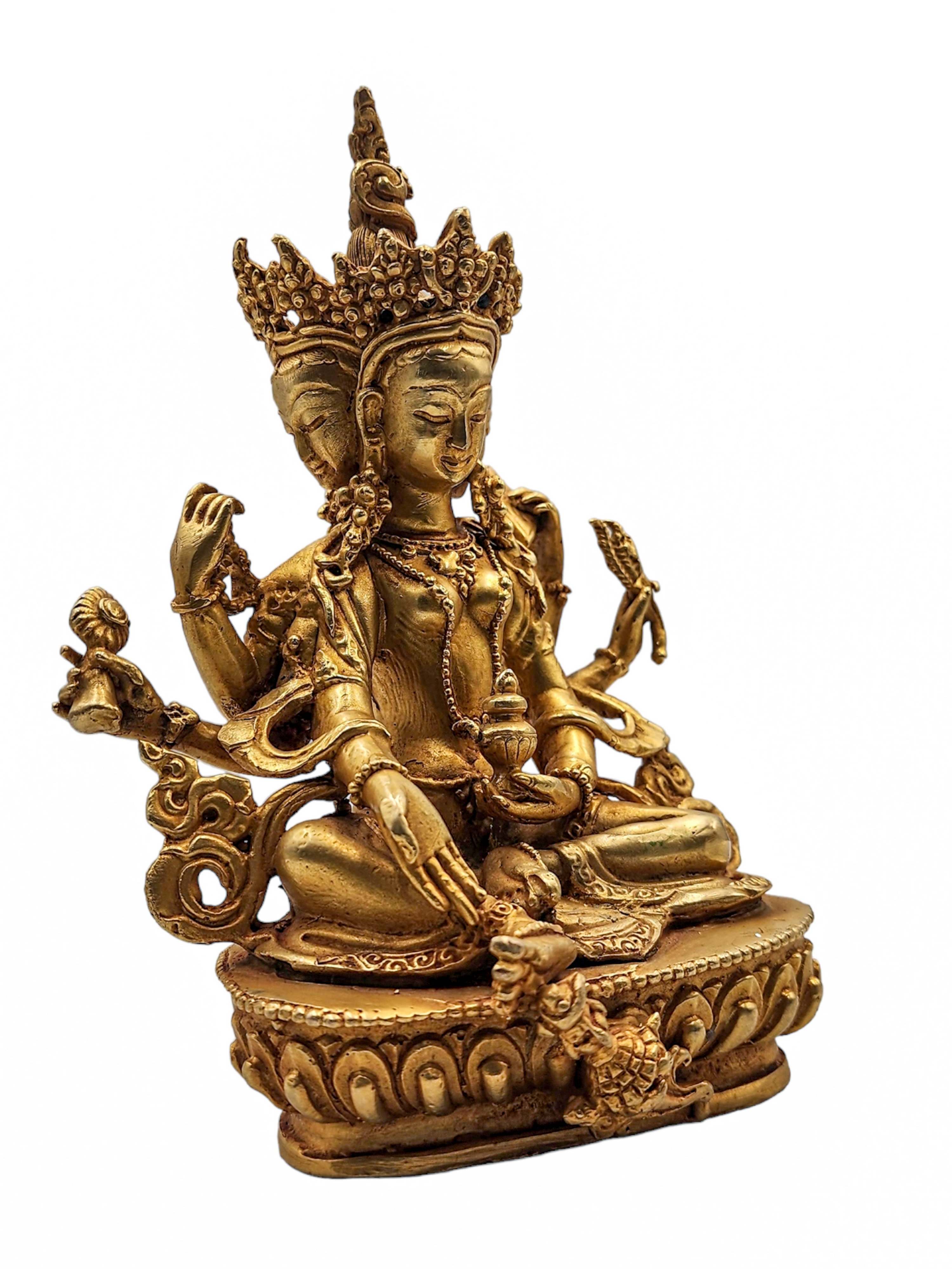 vasudhara, Buddhist Handmade Statue, gold Plated