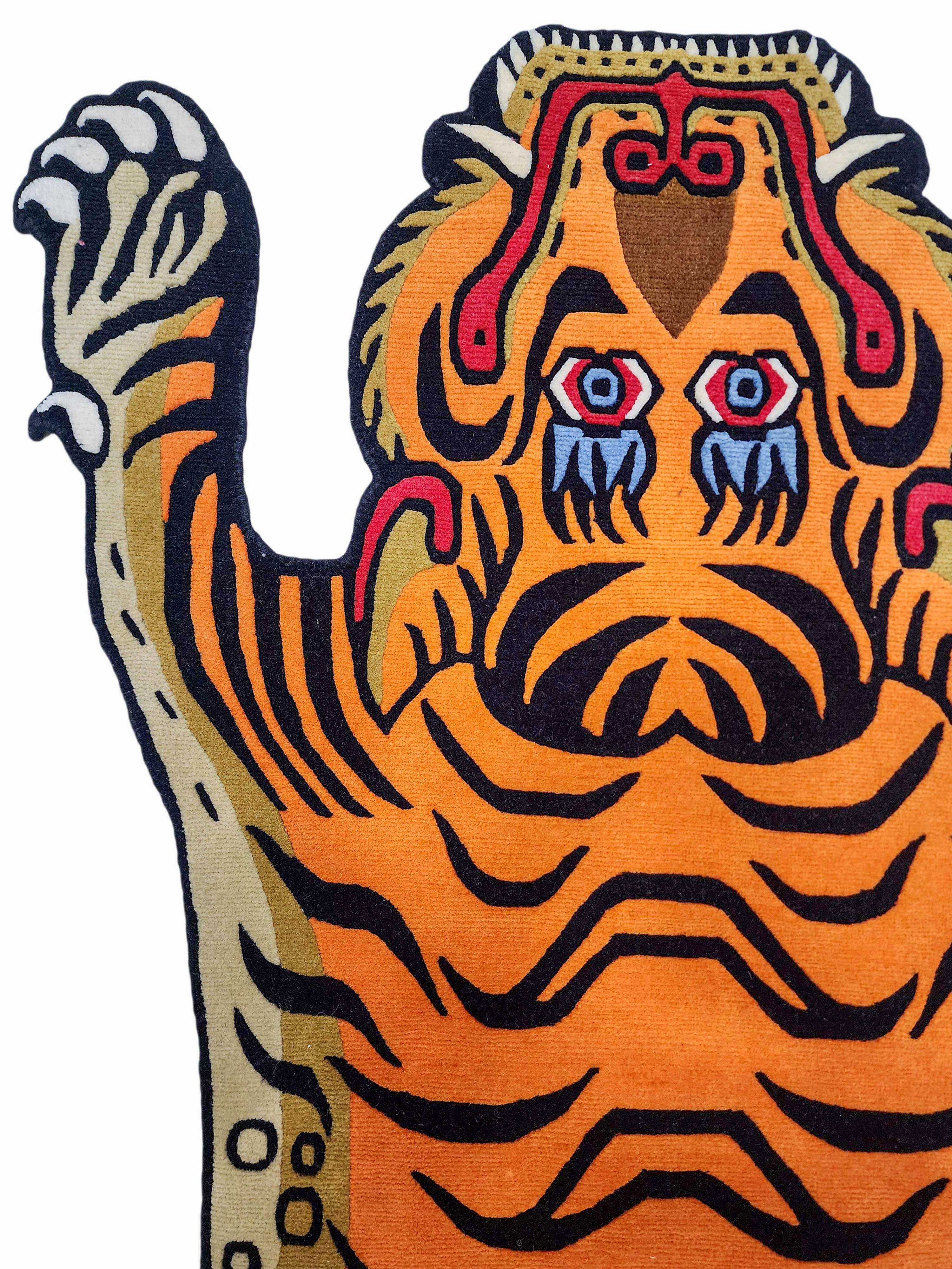tiger Design Rug/carpet, Handwoven In Nepal, Orange Color, Large Size