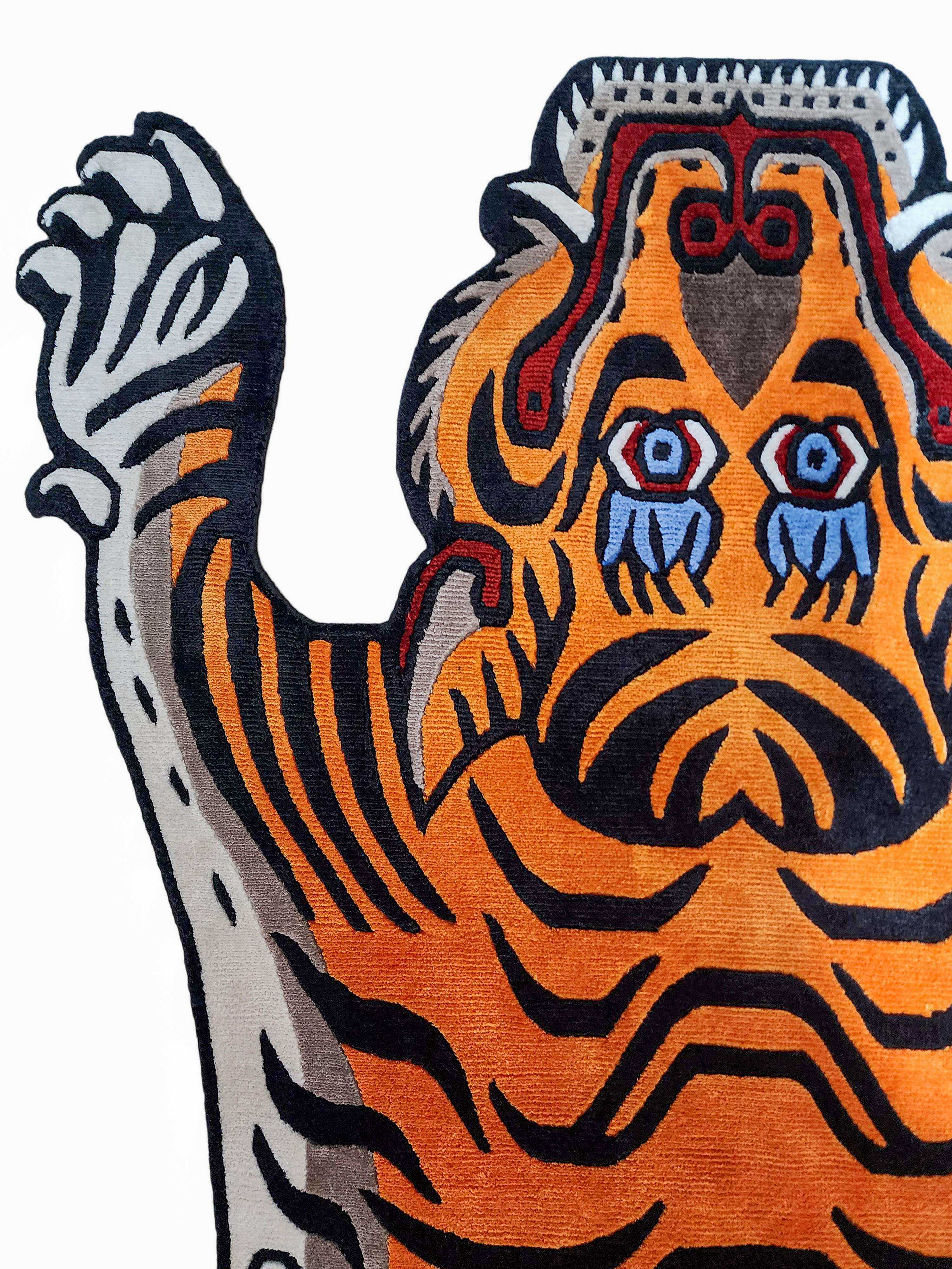 tiger Design Rug/carpet, Handwoven In Nepal, Orange Color, Large Size