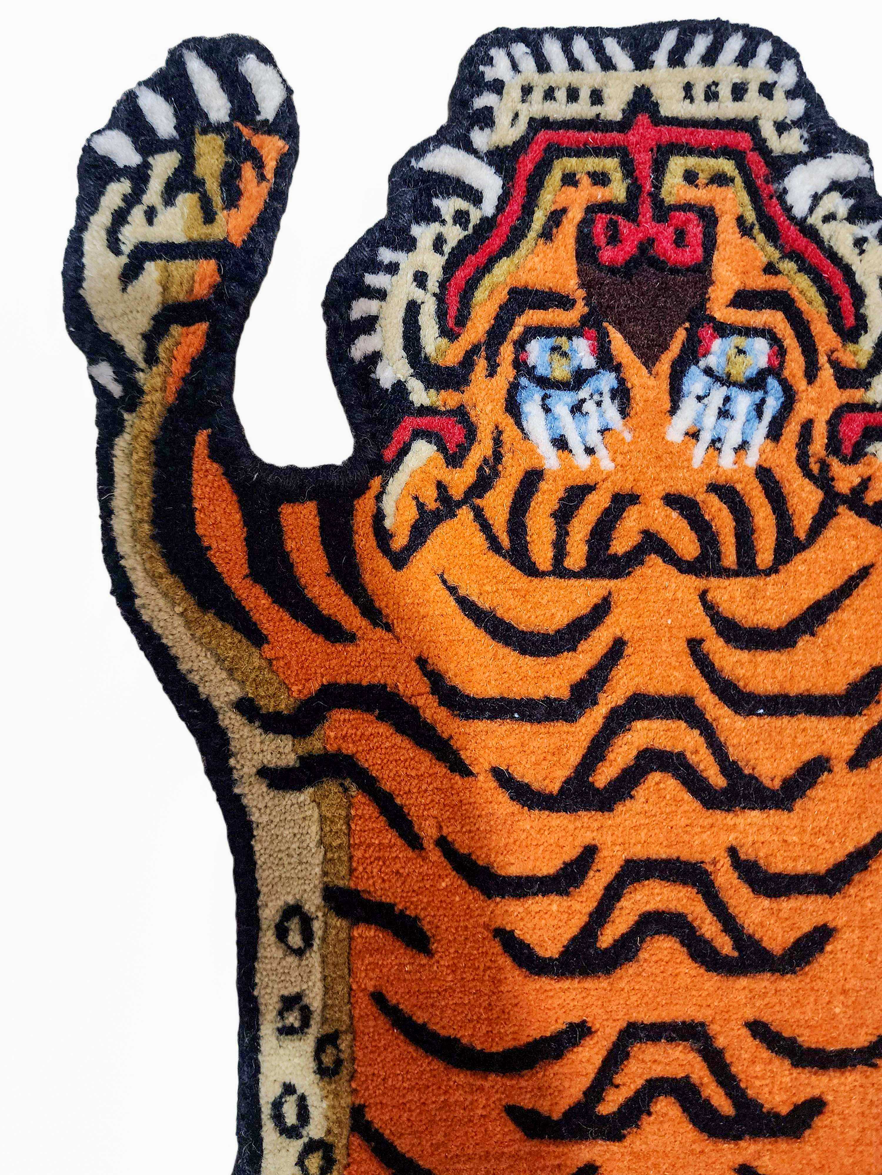 tiger Design Rug/carpet, Handwoven In Nepal, Orange Color, Baby Size
