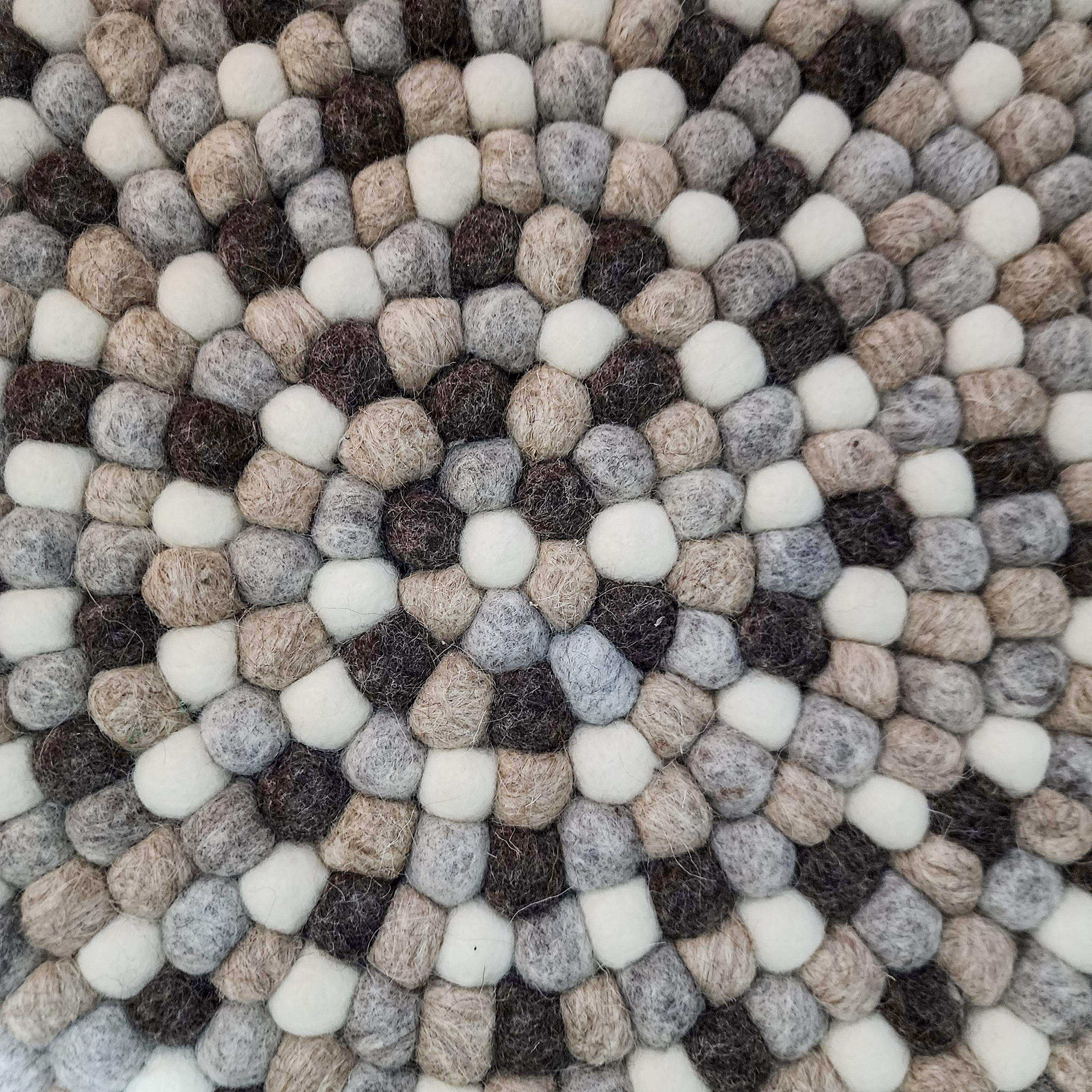 felt Beads Matt, Handwoven In Nepal, Natural Color, Medium Size, Felt Carpet