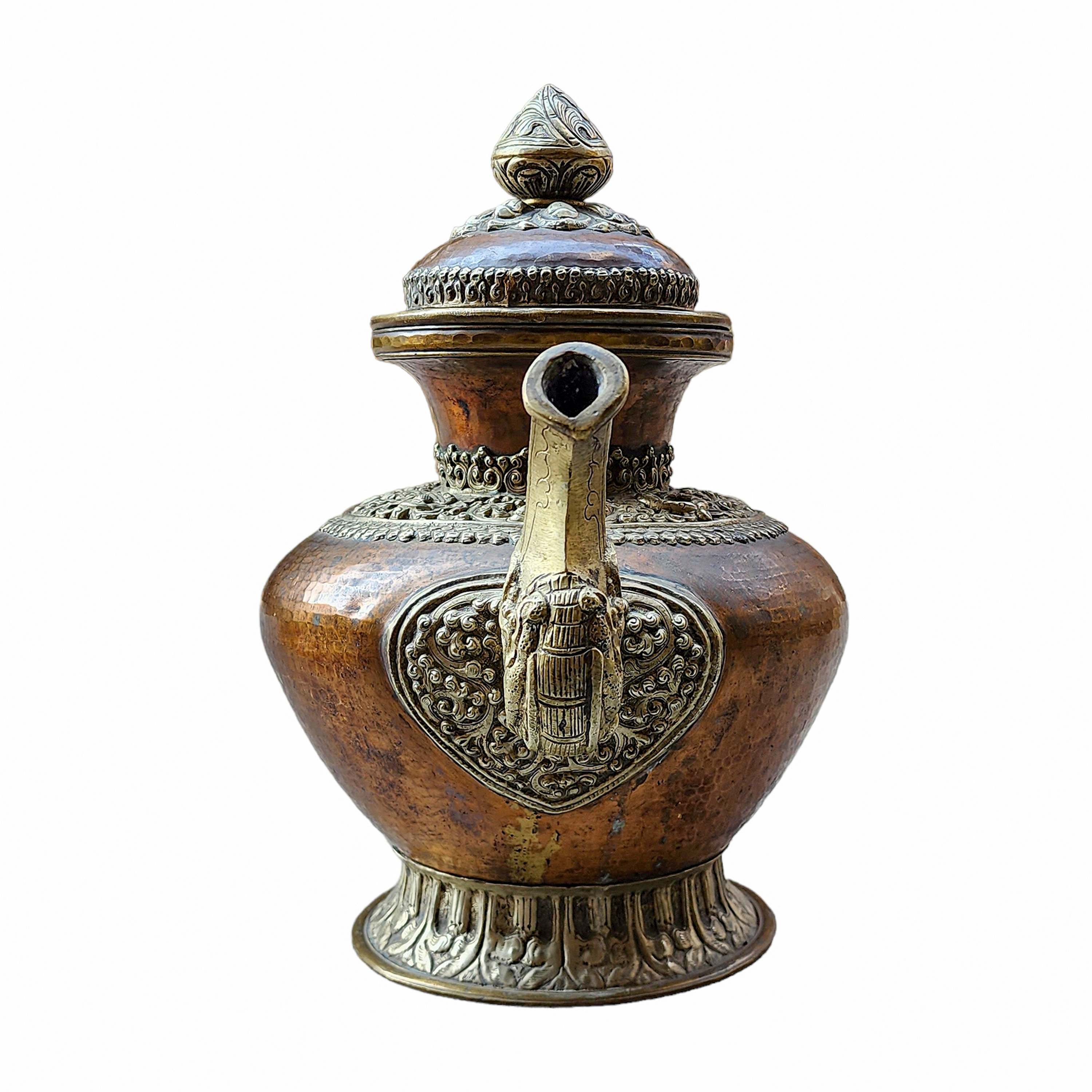 Tibetan Tea And Water Offering Vessel, Water Pot, Antique Finishing