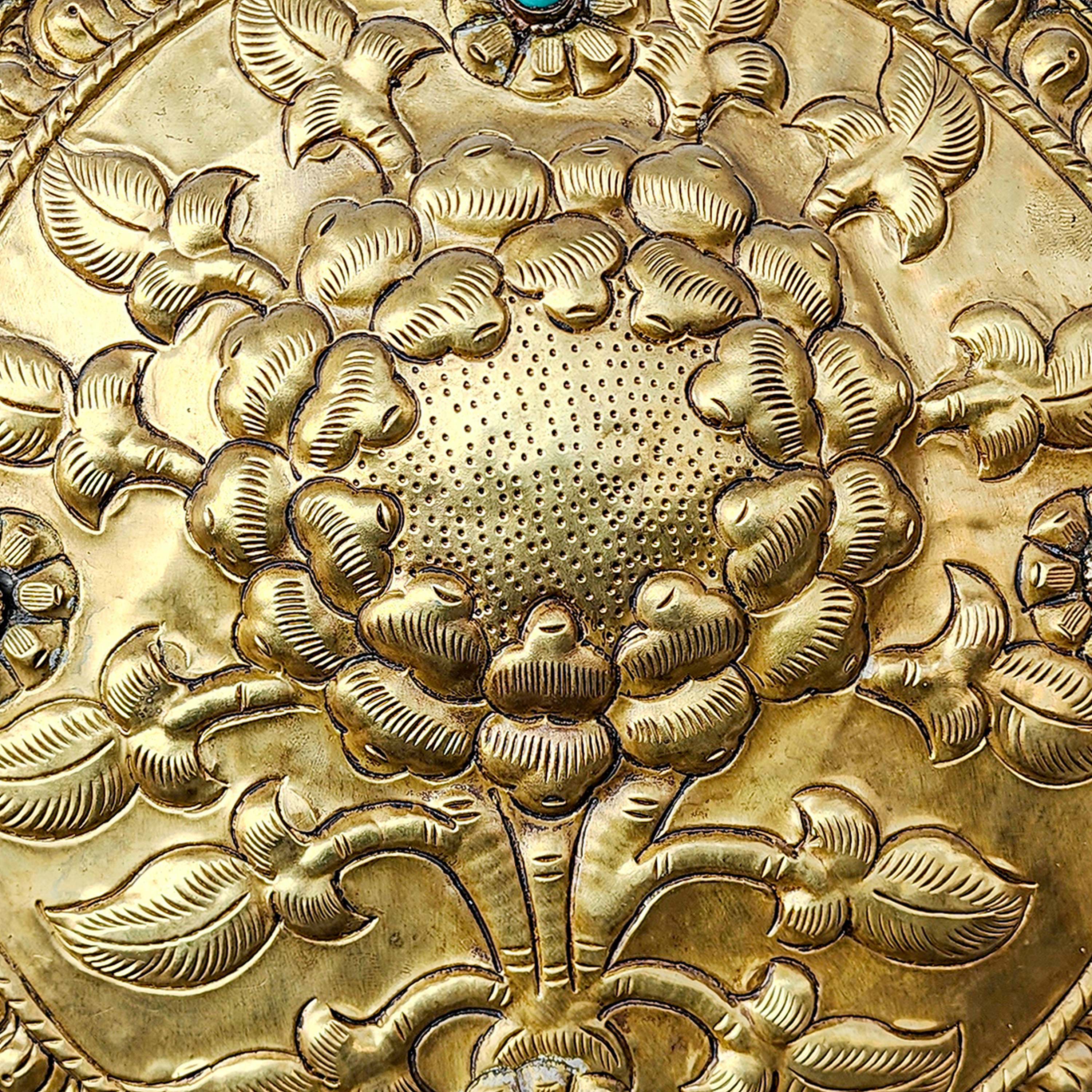 Buddhist Metal Wall Hanging, Tibetan Calendar With lotus