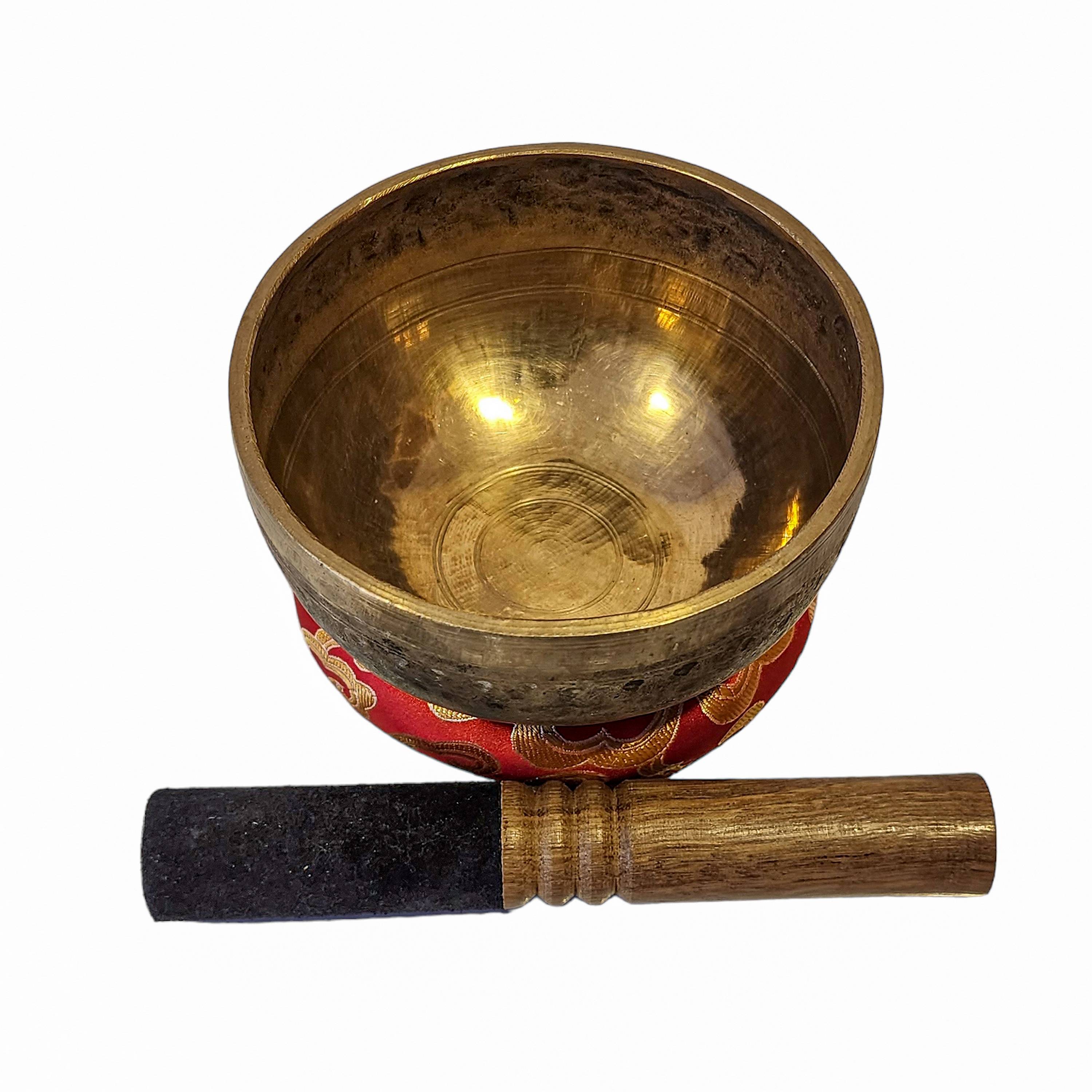 Kopre Singing Bowl, Buddhist Hand Beaten, Antique Finishing, Note J 390 Hz