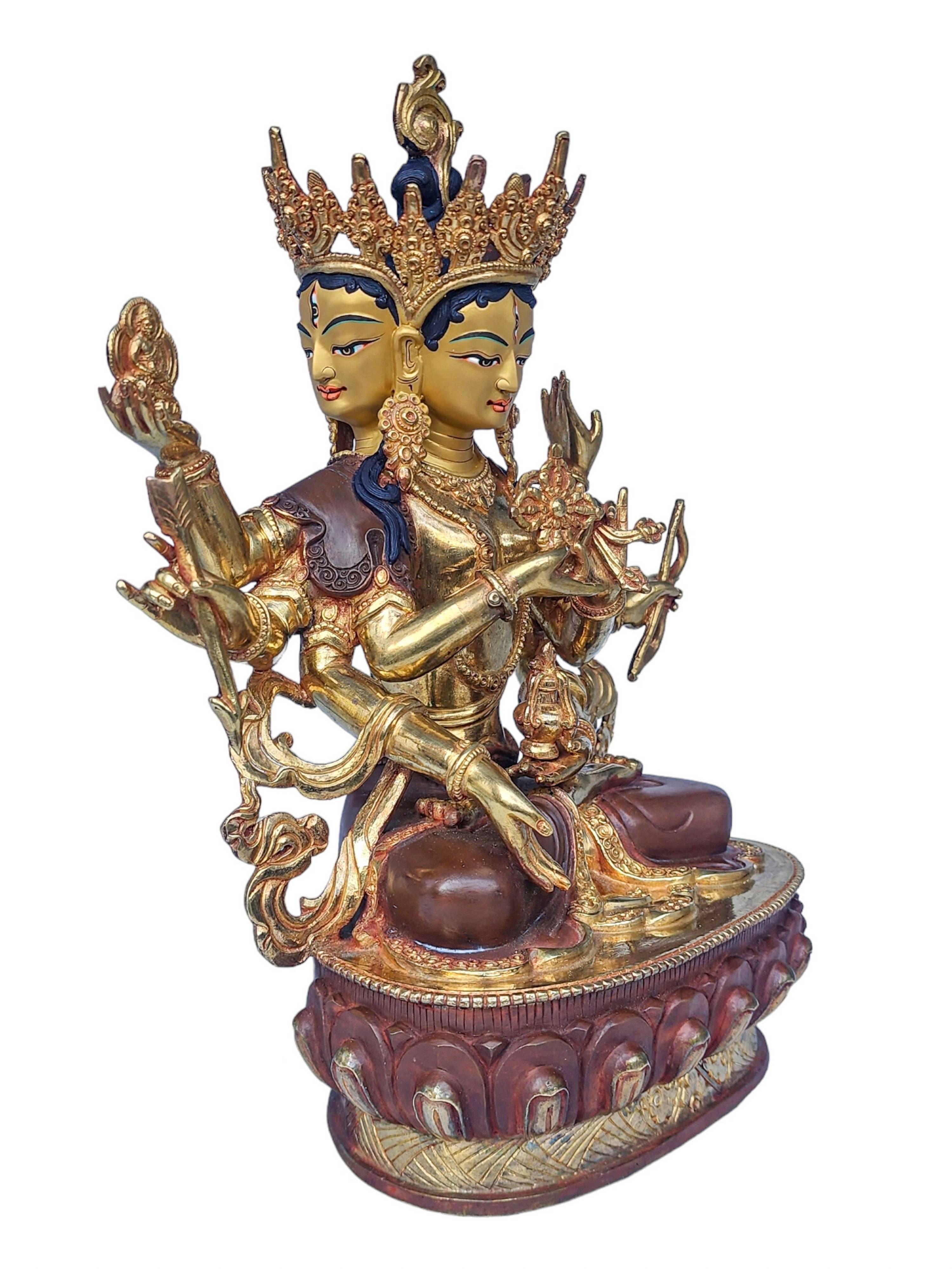 namgyalma, Buddhist Handmade Statue, face Paintedand partly Gold Plated