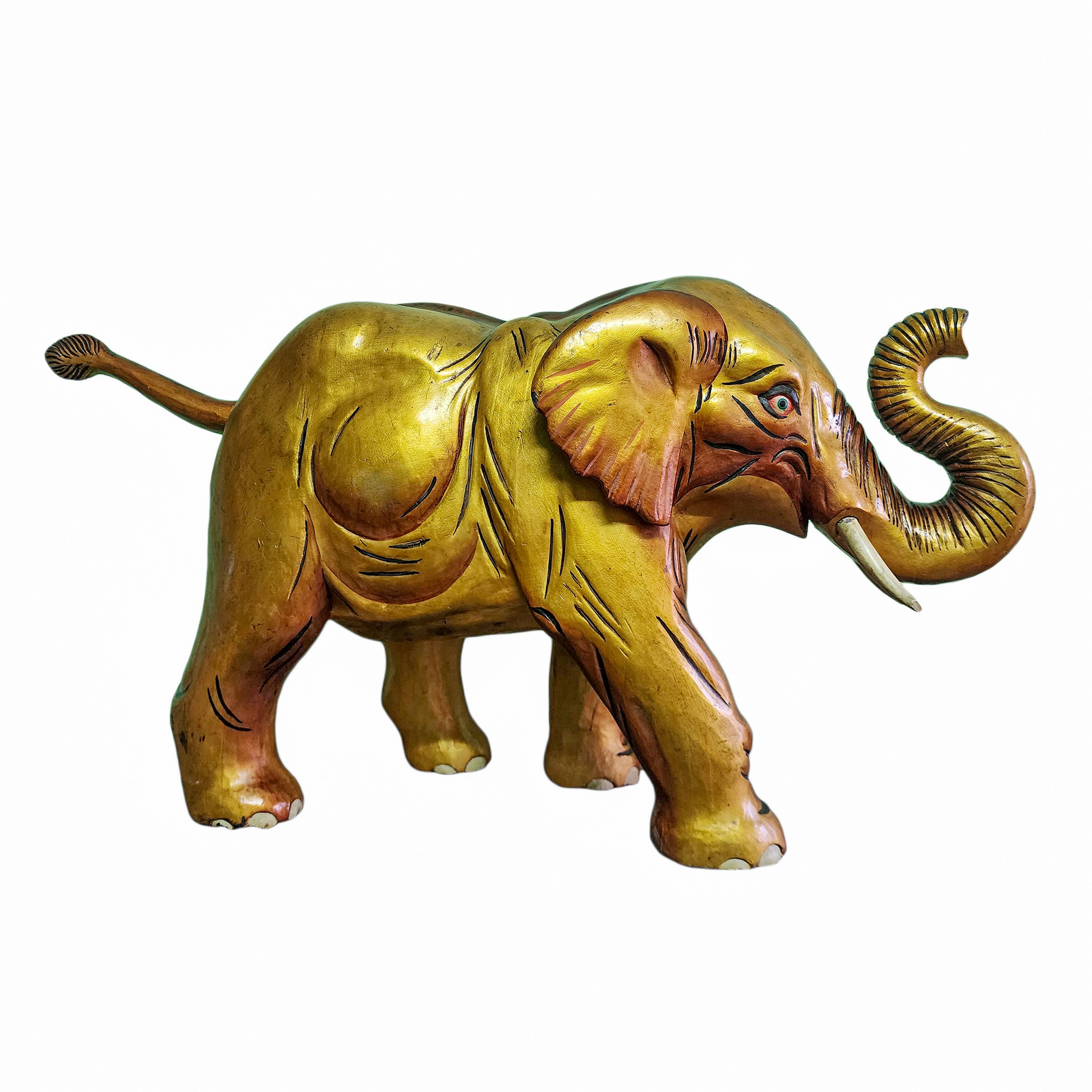 elephant, Handmade Wooden Statue, painted