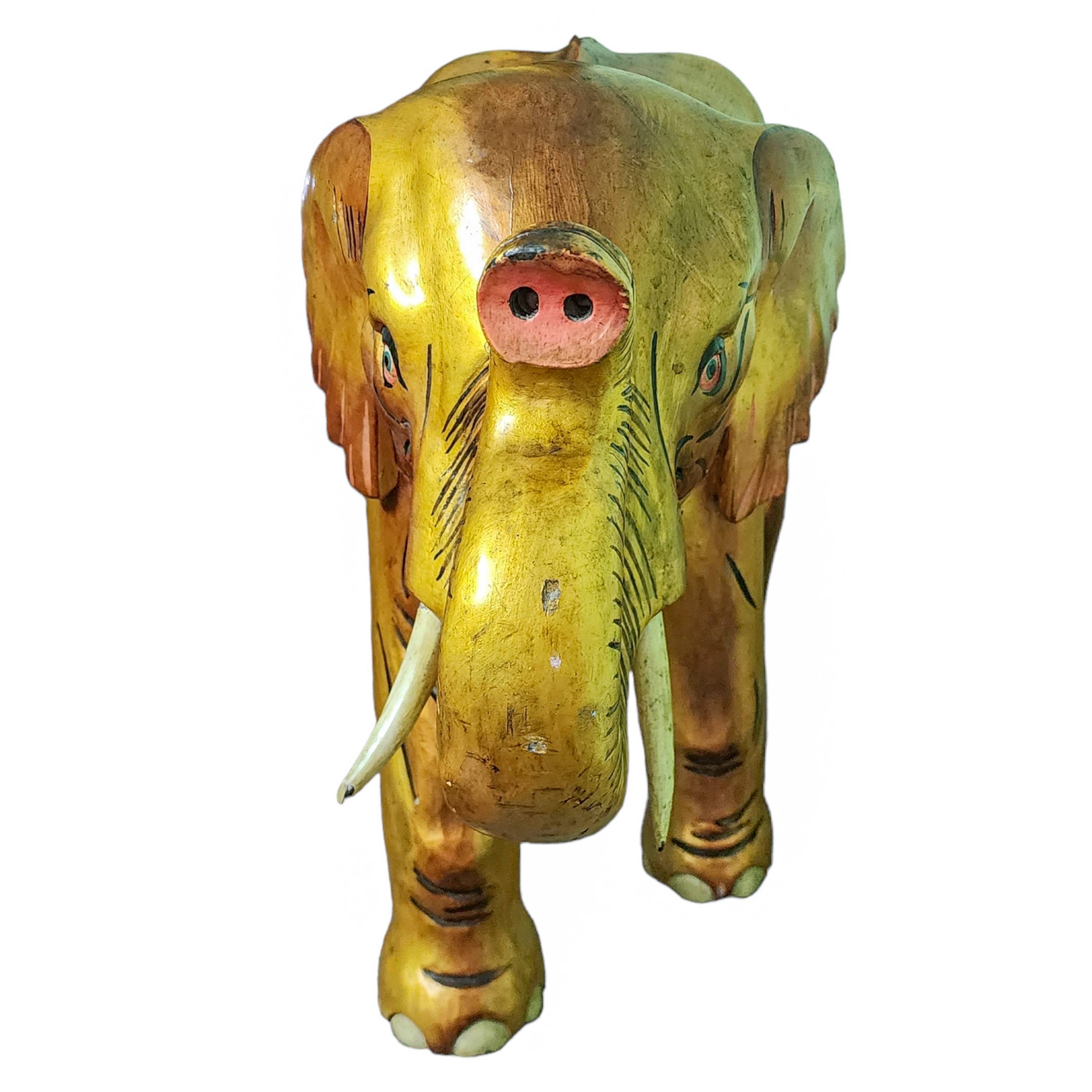 elephant, Handmade Wooden Statue, painted