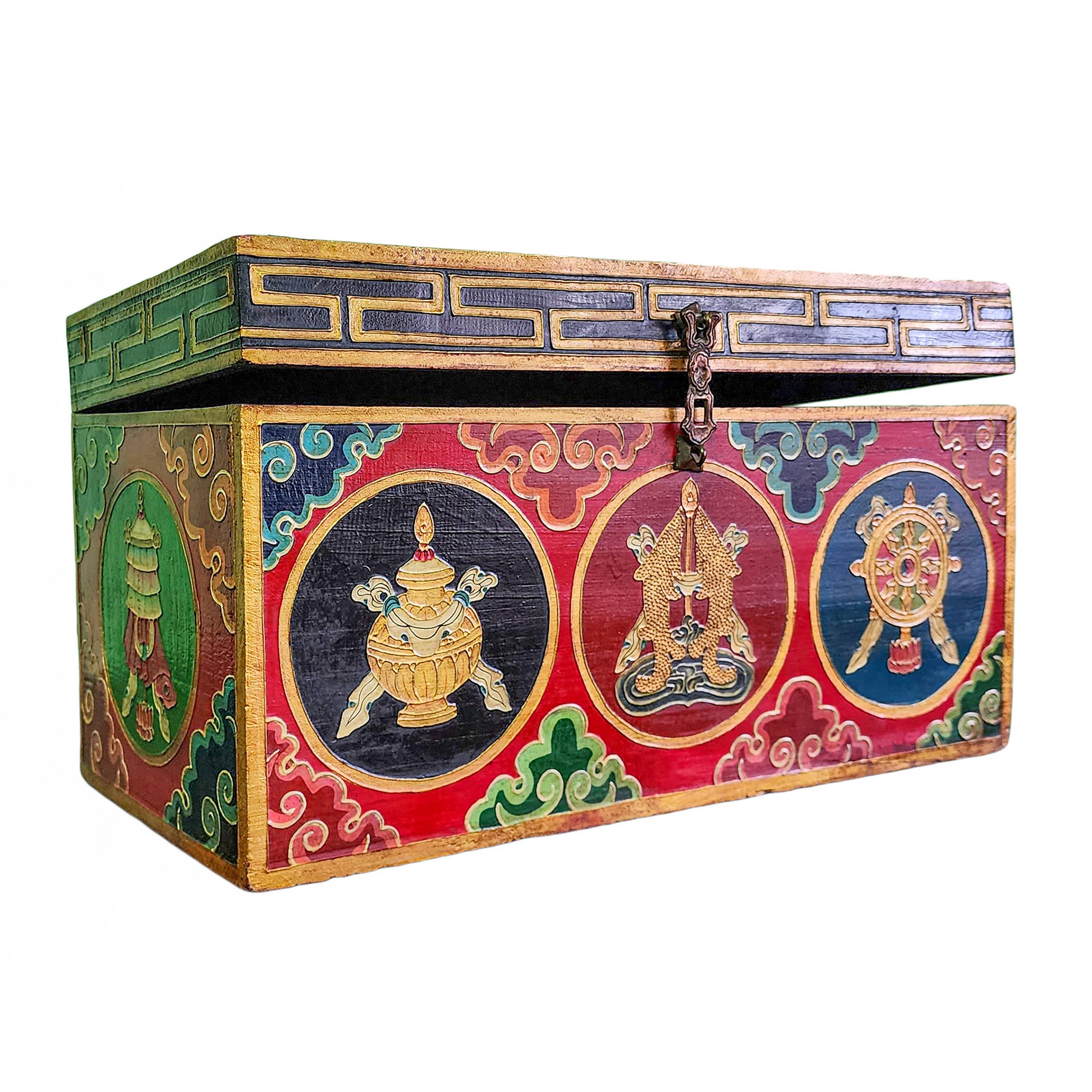 Tibetan Ritual Wooden Box <span Style=