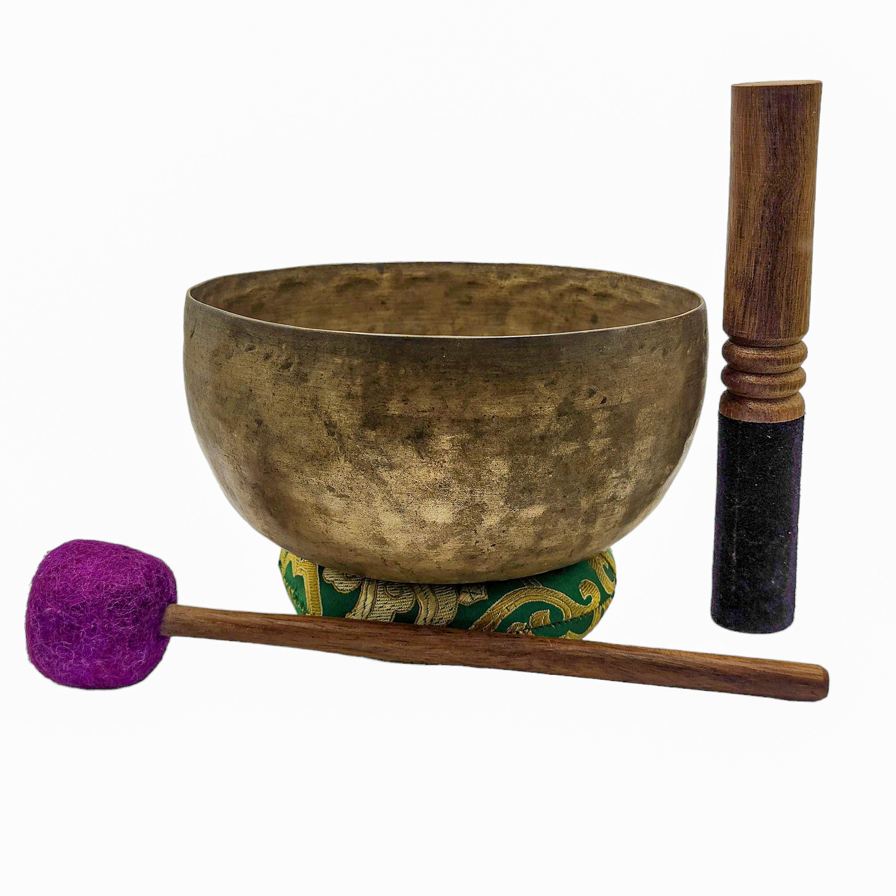 Kopre Singing Bowl, Buddhist Hand Beaten, Antique Finishing