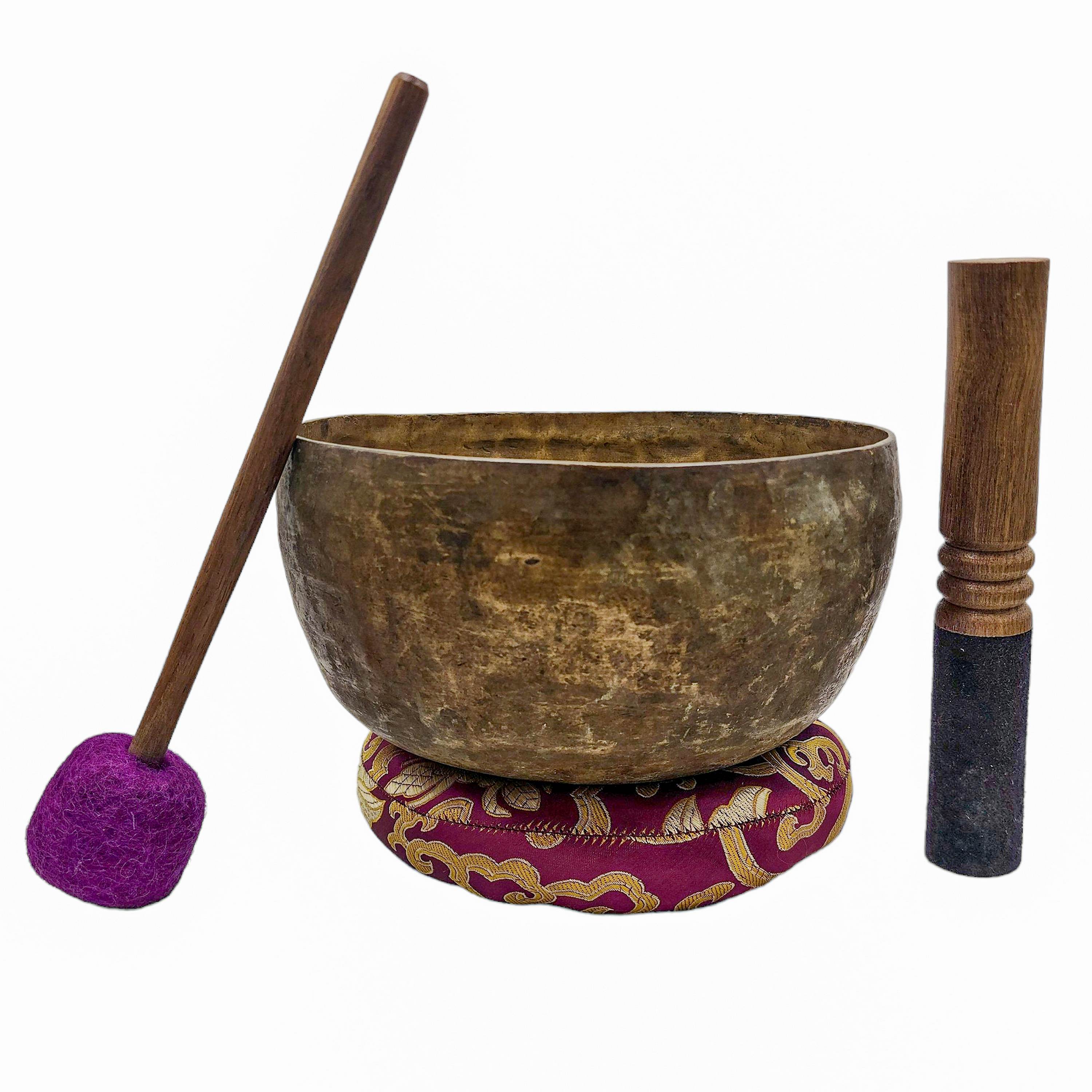 Jambati Singing Bowl, Buddhist Hand Beaten, Antique Finishing