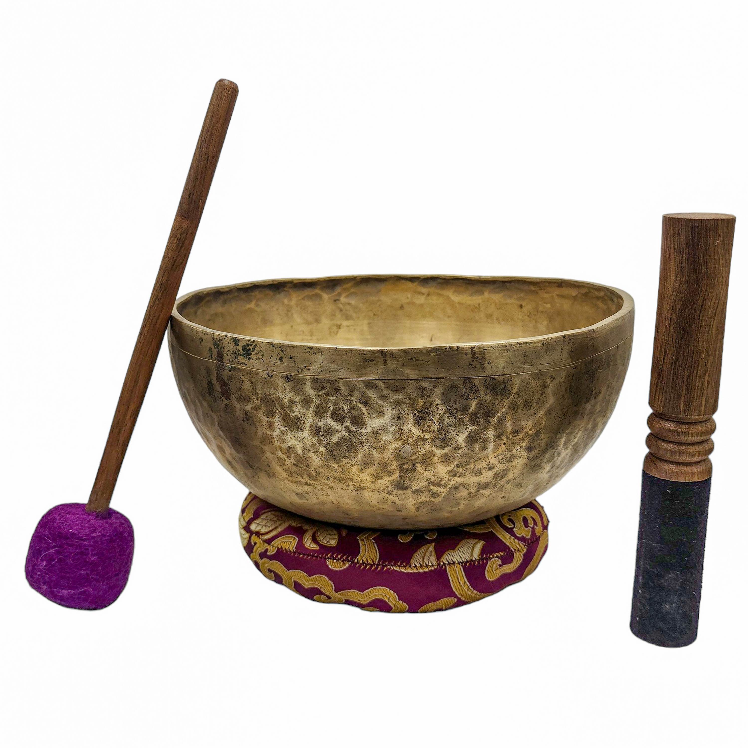 Jambati Singing Bowl, Buddhist Hand Beaten, Antique Finishing