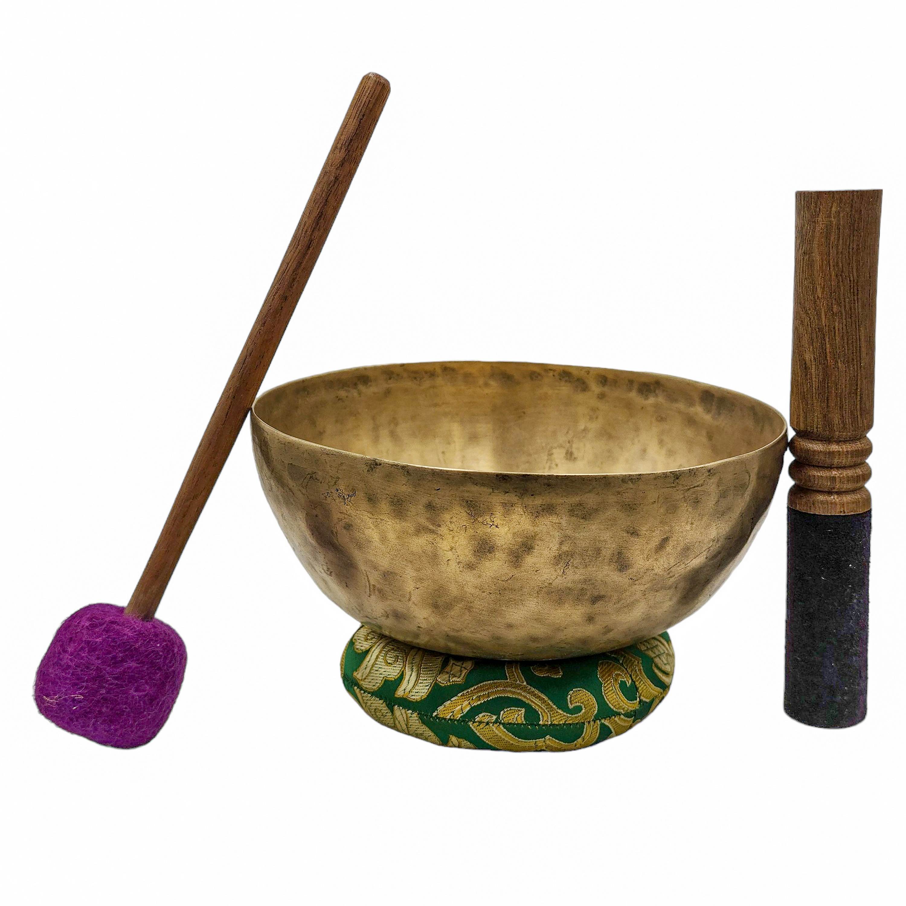 Jambati Singing Bowl, Buddhist Hand Beaten, Antique Finishing