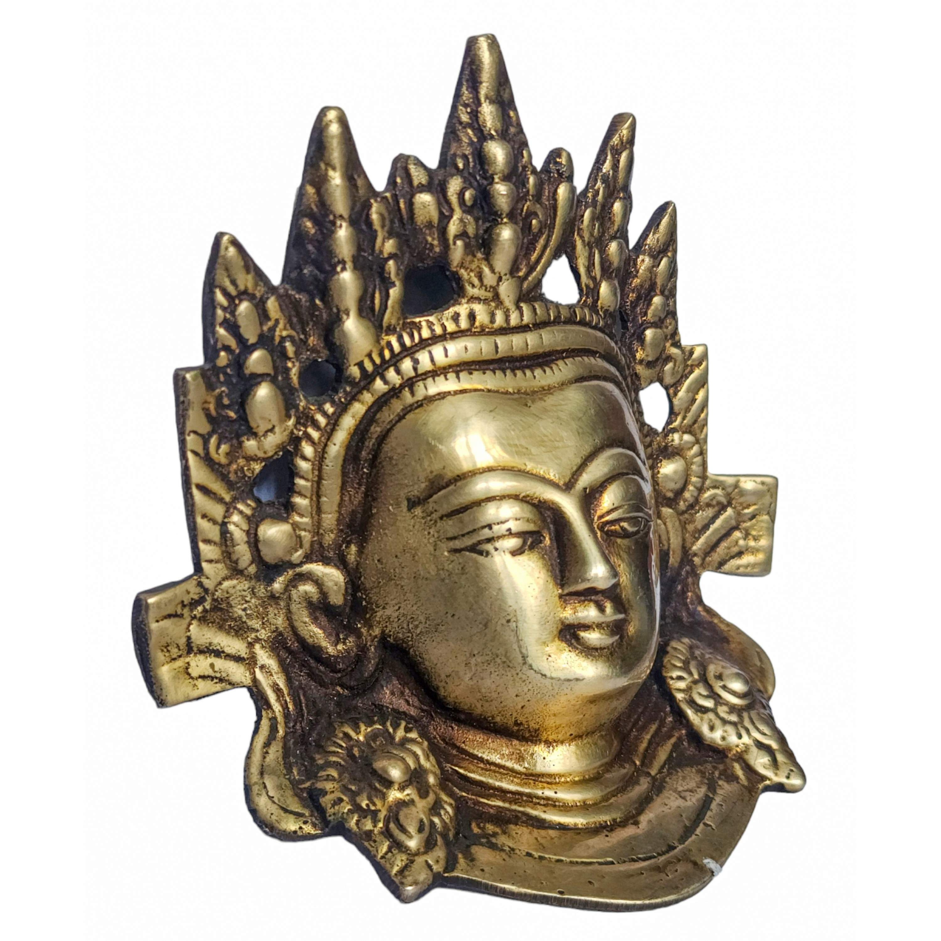 buddha Metal Mask, Buddhist Ritual Mask, Glossy Finishing