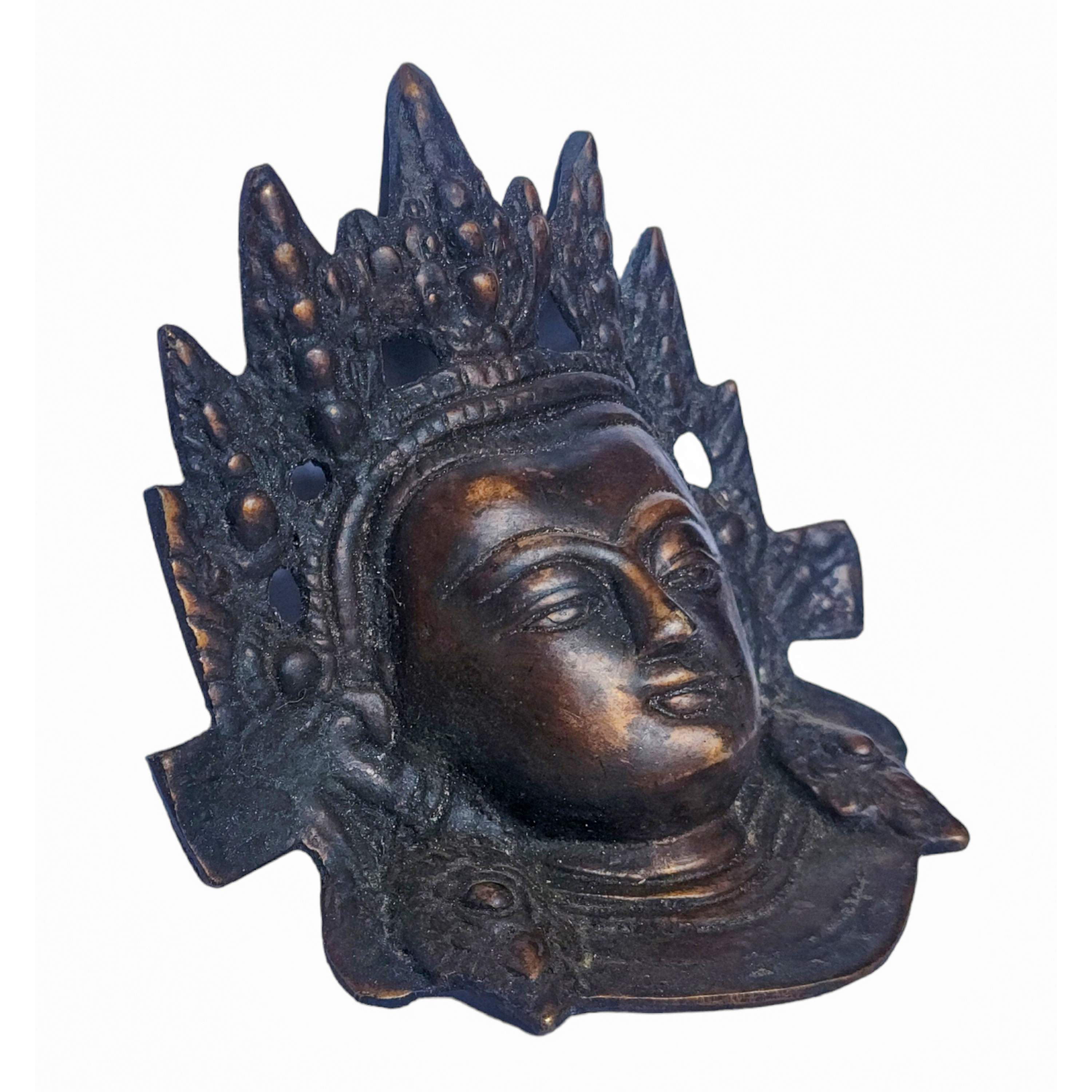 buddha Metal Mask, Buddhist Ritual Mask, Antique Finishing