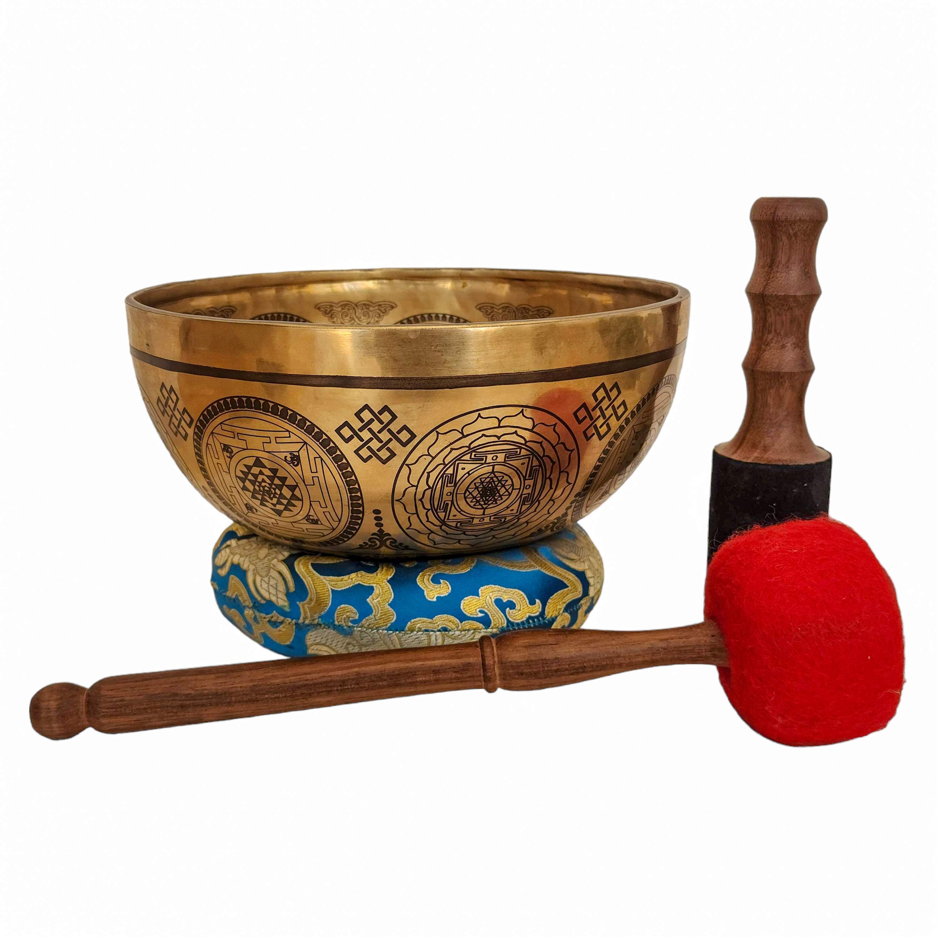 Singing Bowl, Buddhist Hand Beaten, with Fine Etching Carving, 24 by 24 ...