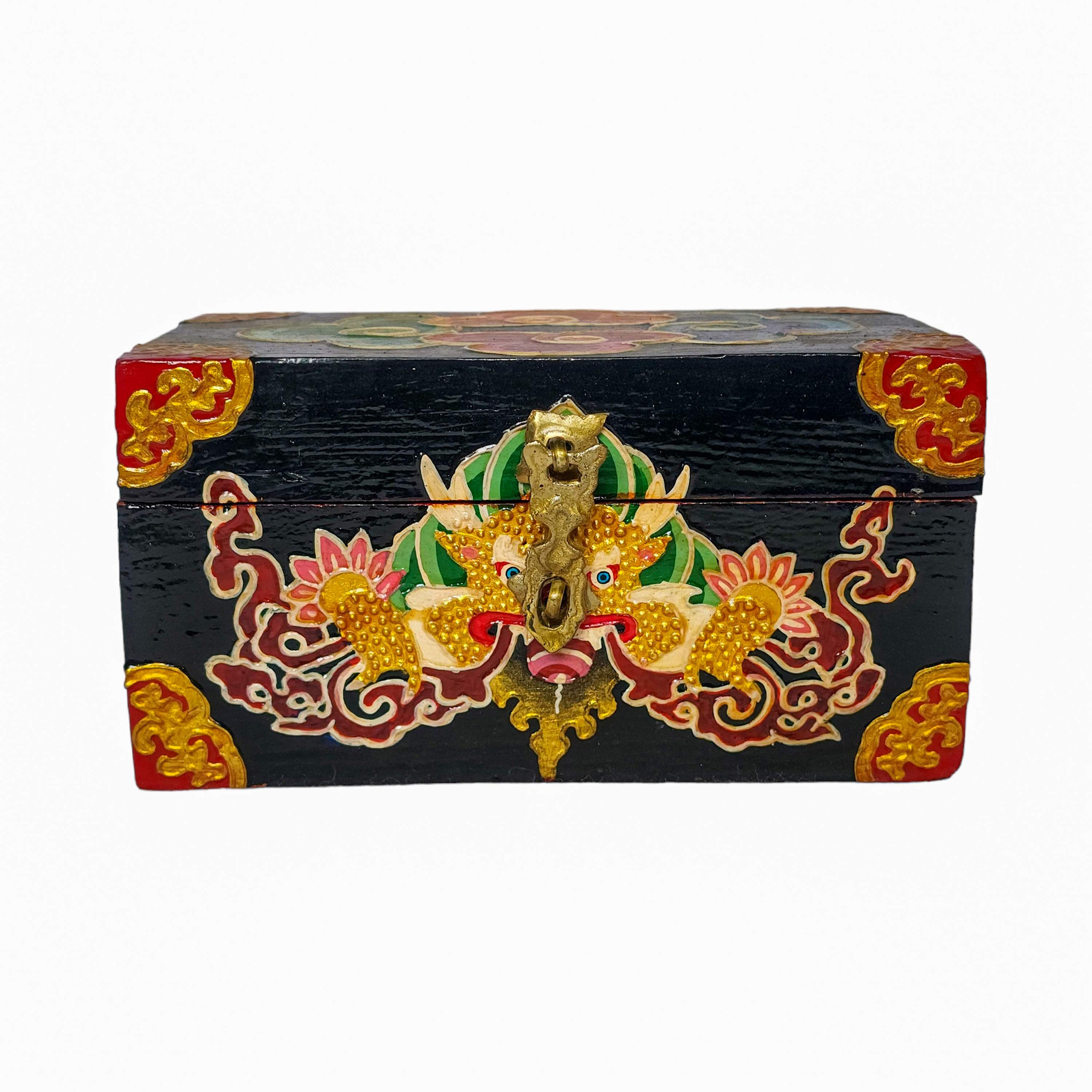 Tibetan Ritual Wooden Box, <span Style=