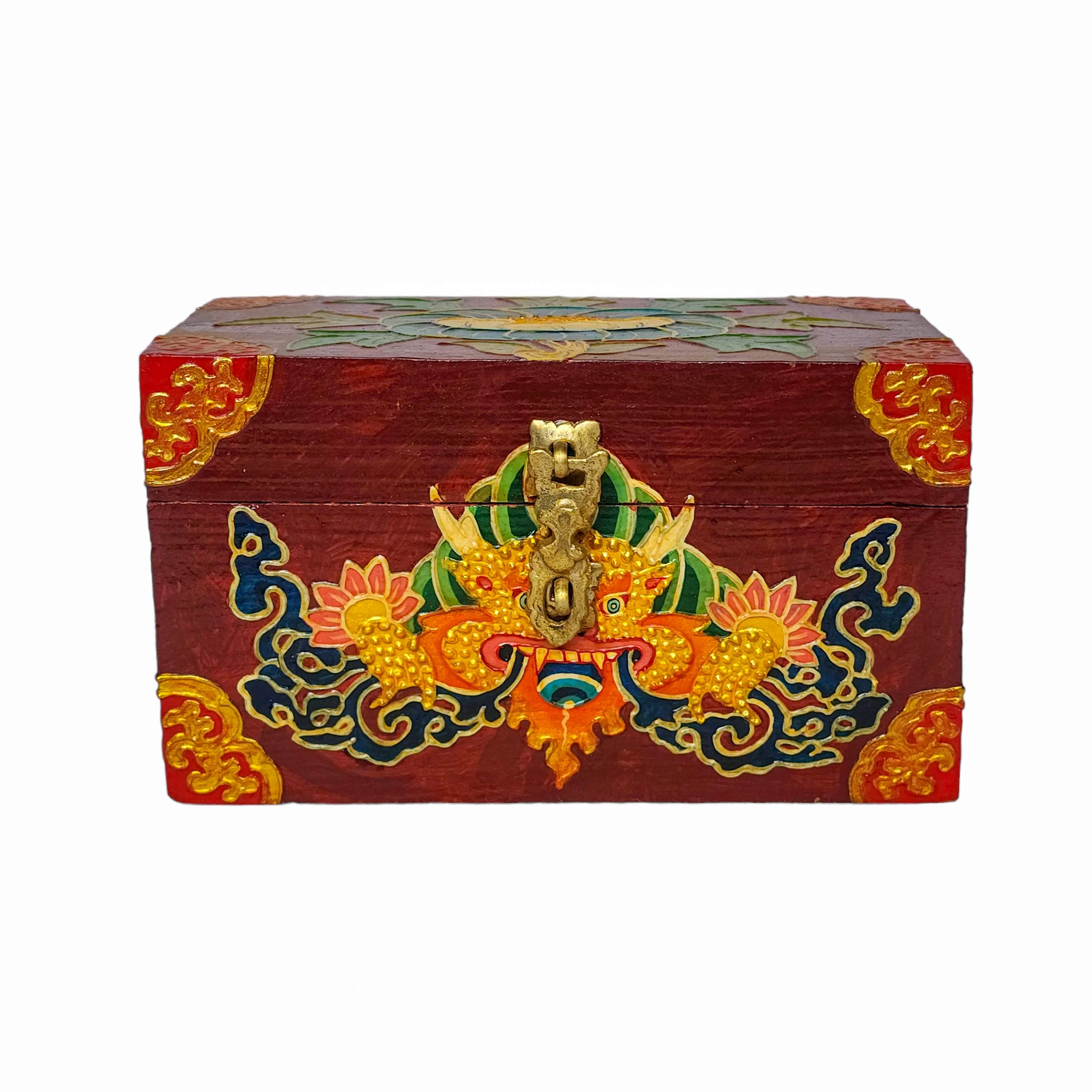 Tibetan Ritual Wooden Box, <span Style=