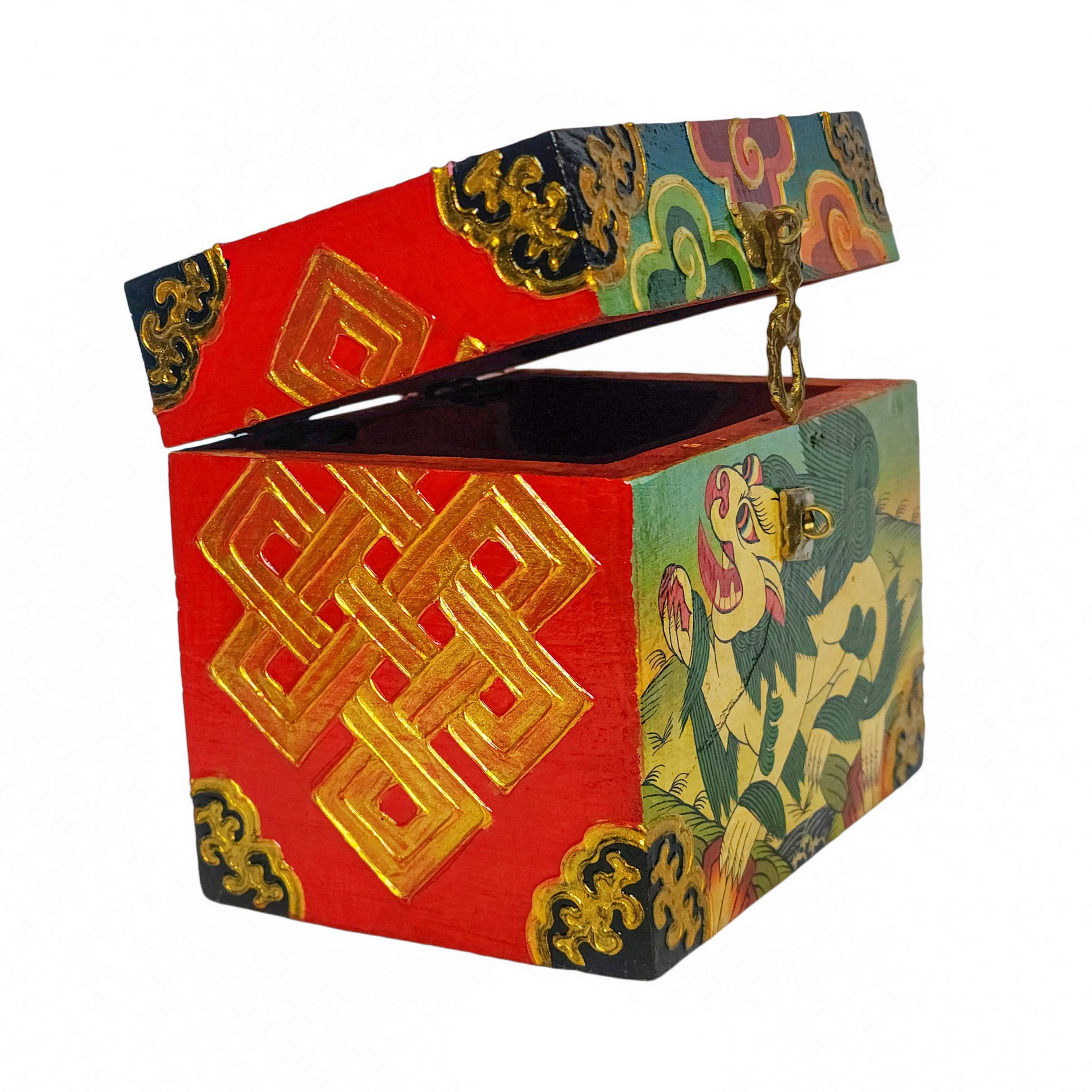 Tibetan Ritual Wooden Box, <span Style=