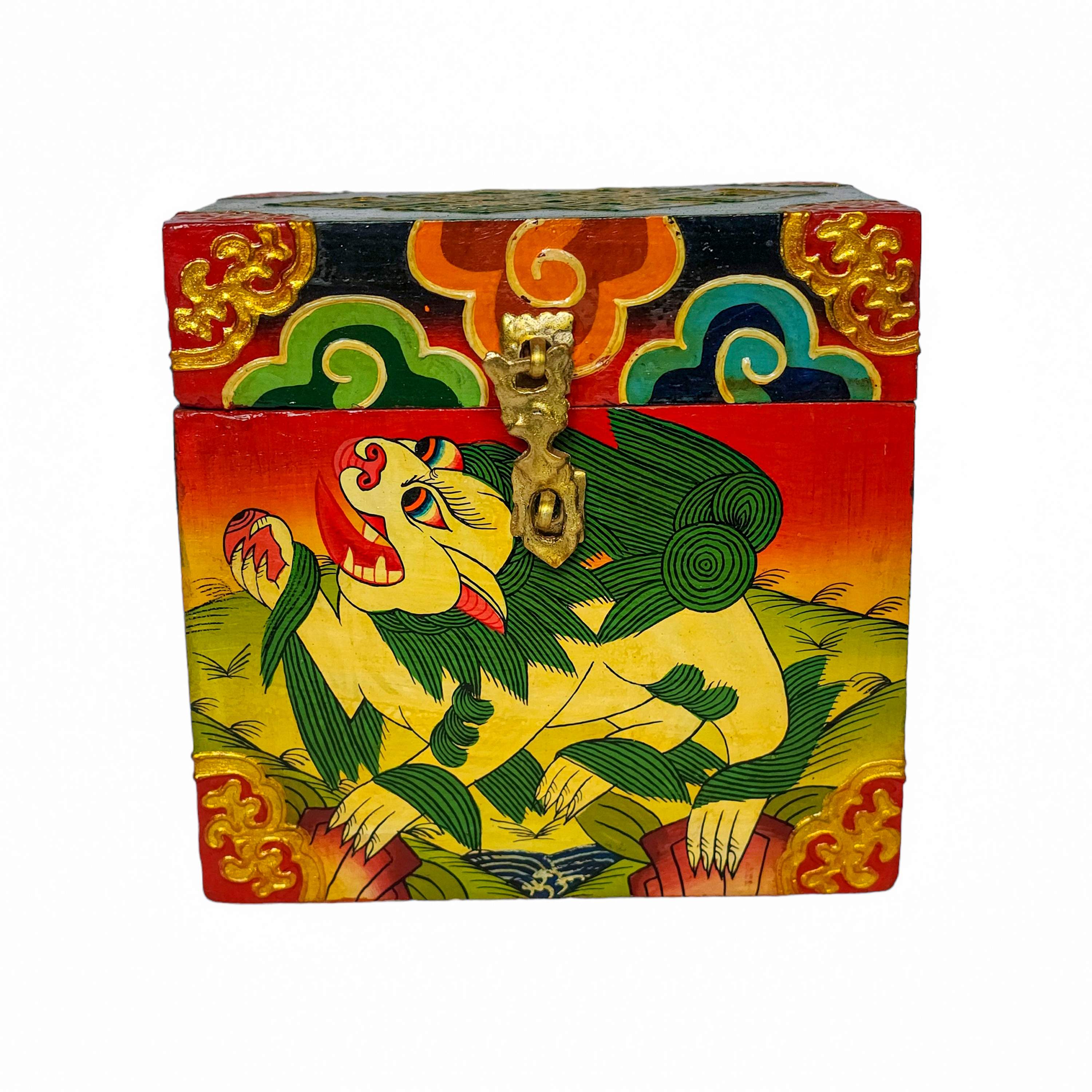 Tibetan Ritual Wooden Box, <span Style=