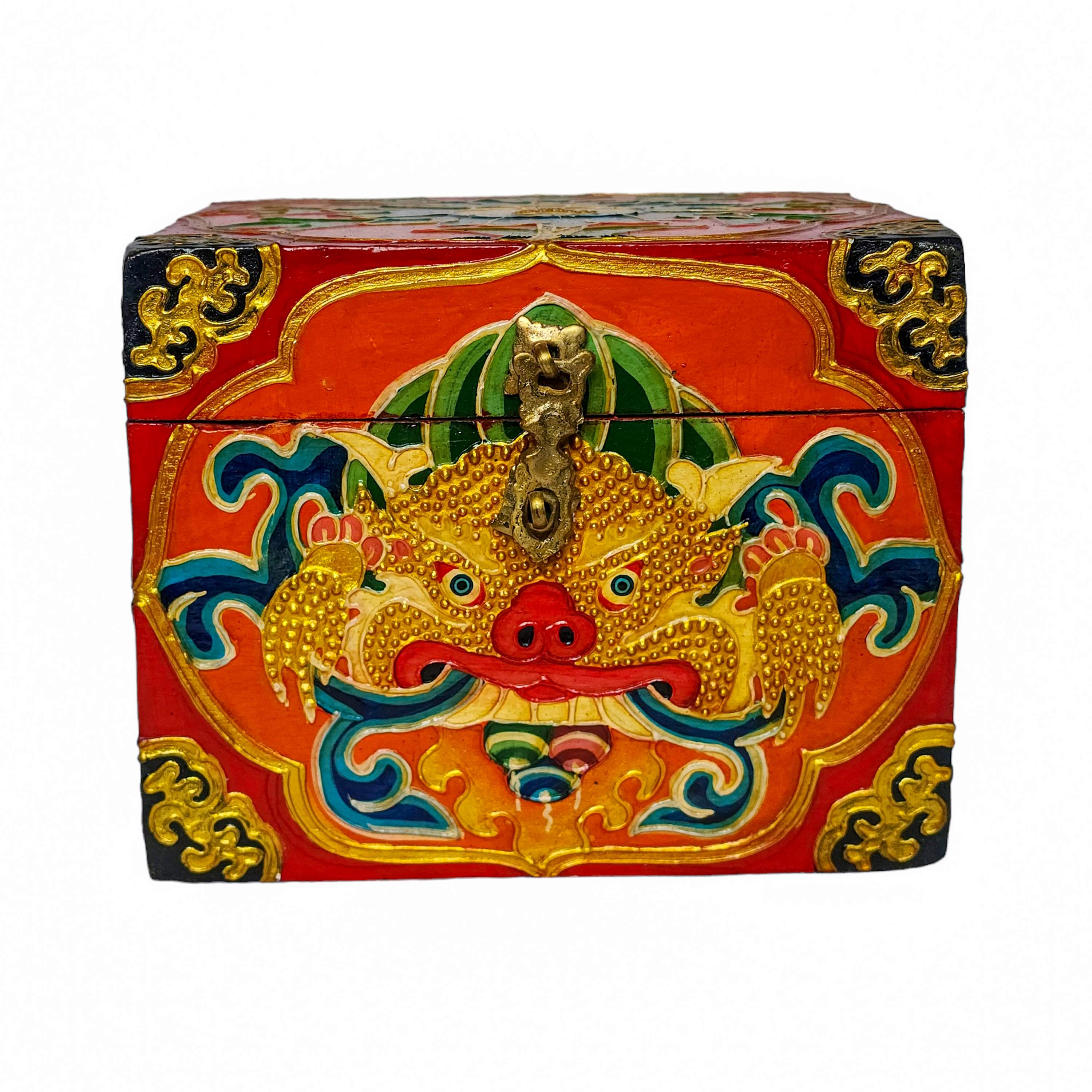 Tibetan Ritual Wooden Box, <span Style=