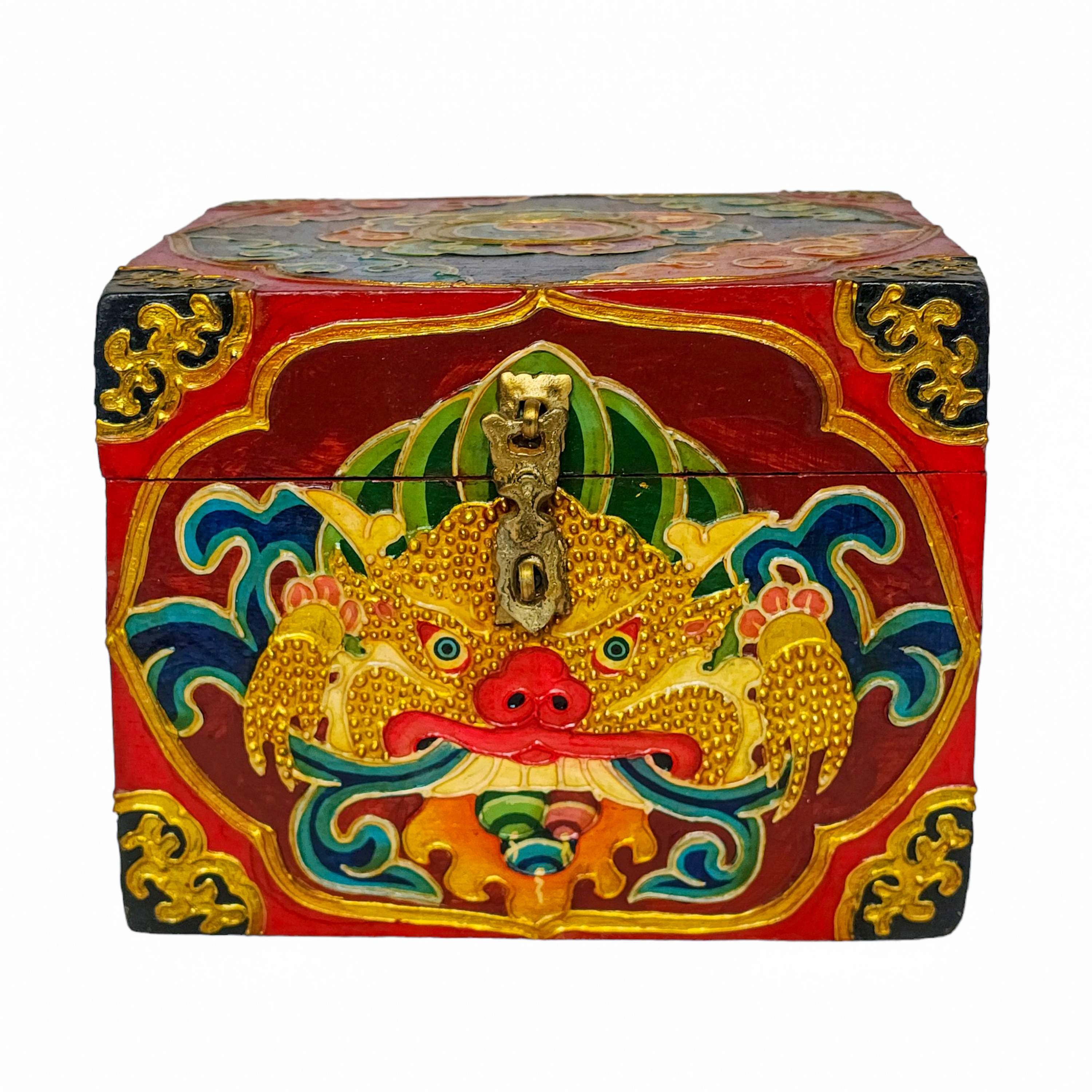 Tibetan Ritual Wooden Box, <span Style=