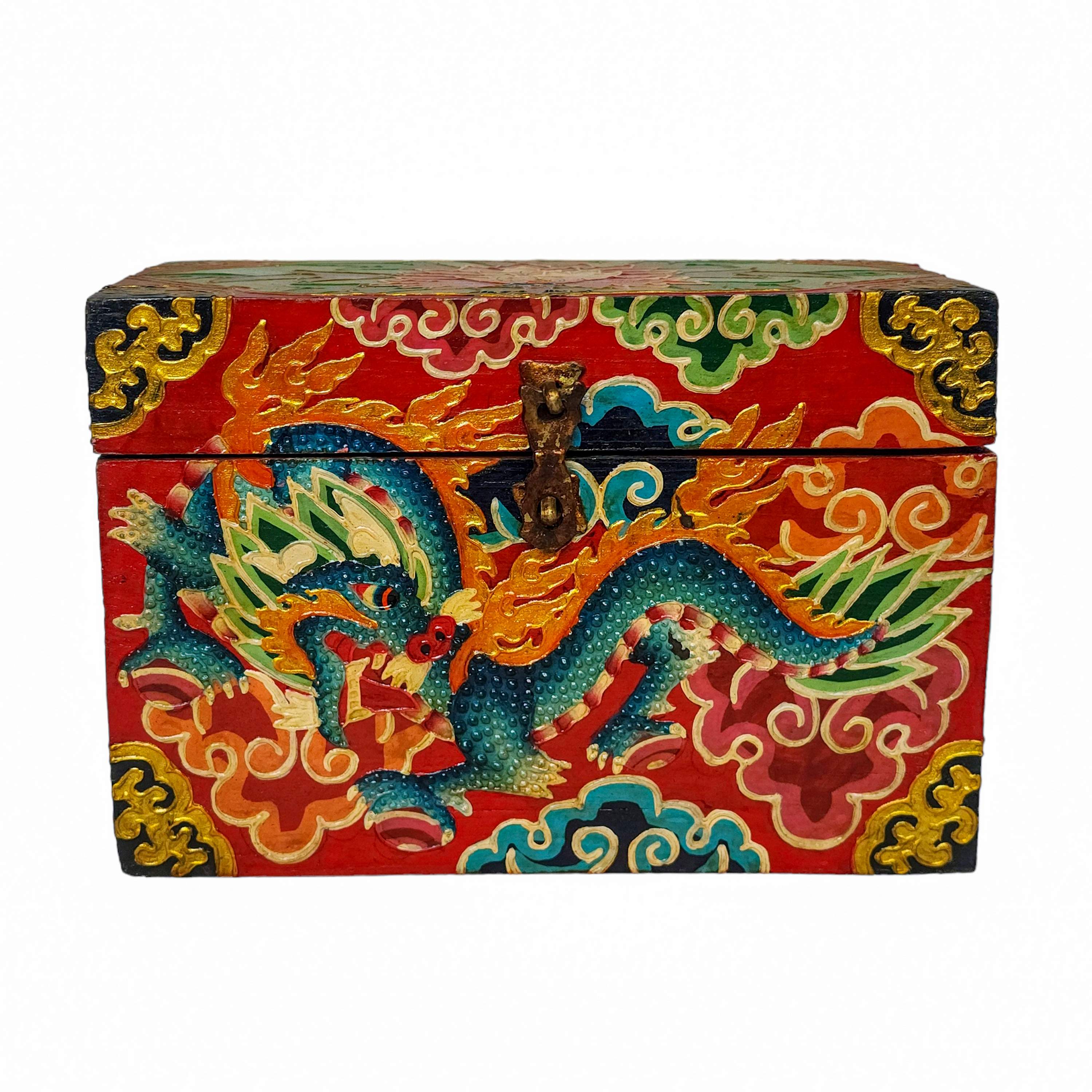 Tibetan Ritual Wooden Box, <span Style=