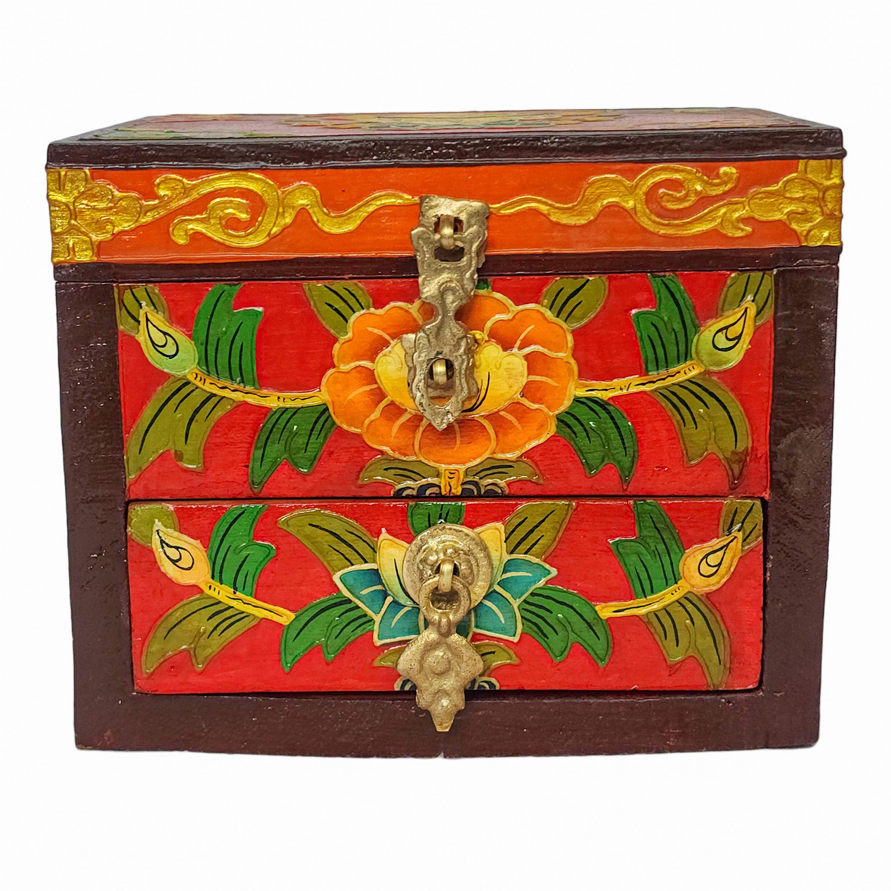 Tibetan Ritual Wooden Box, <span Style=