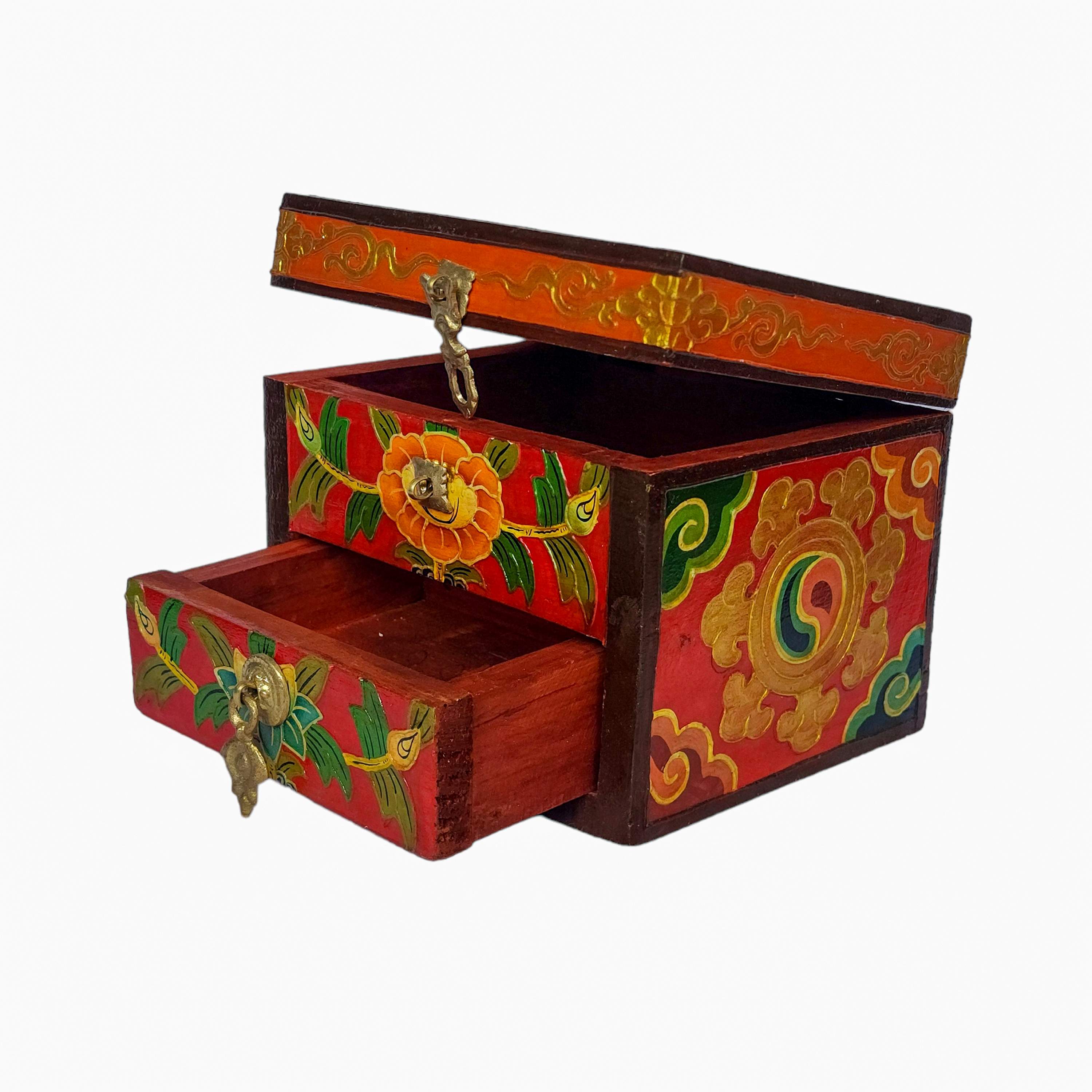 Tibetan Ritual Wooden Box, <span Style=