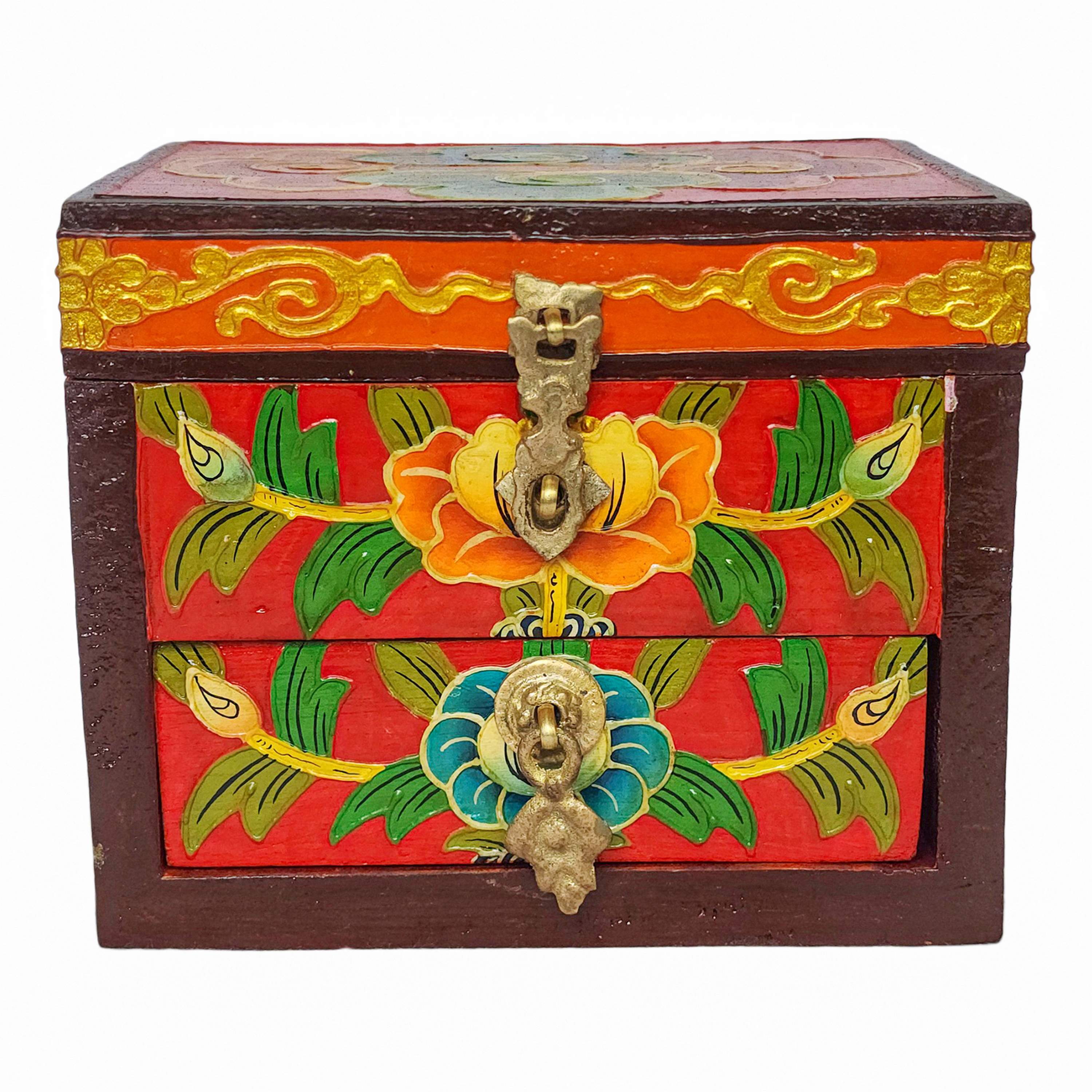 Tibetan Ritual Wooden Box, <span Style=