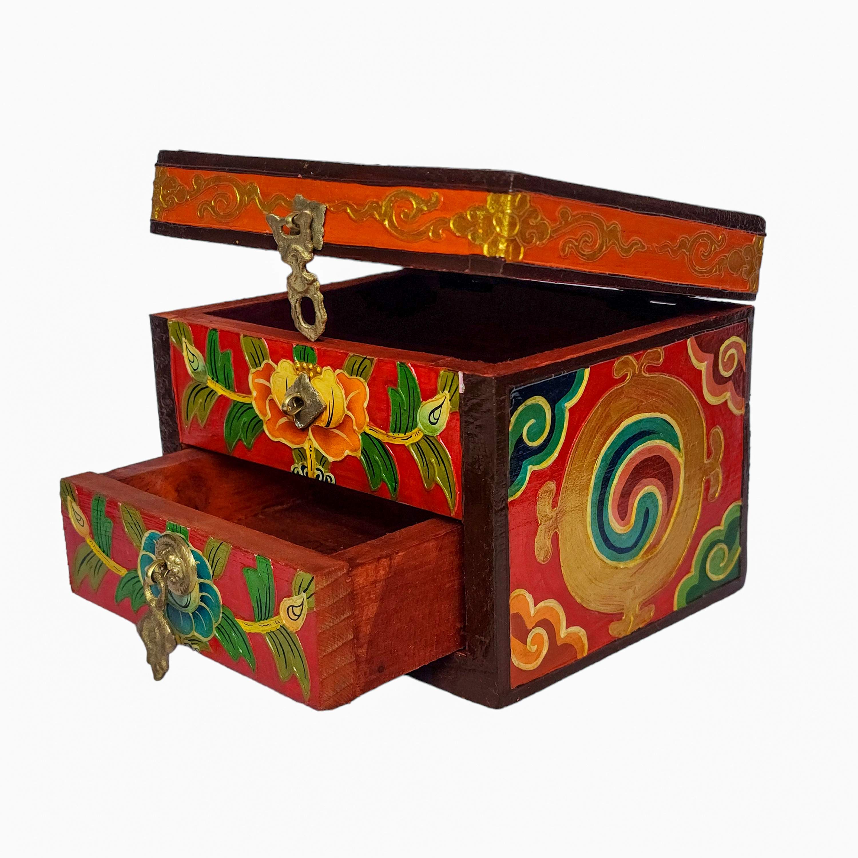 Tibetan Ritual Wooden Box, <span Style=