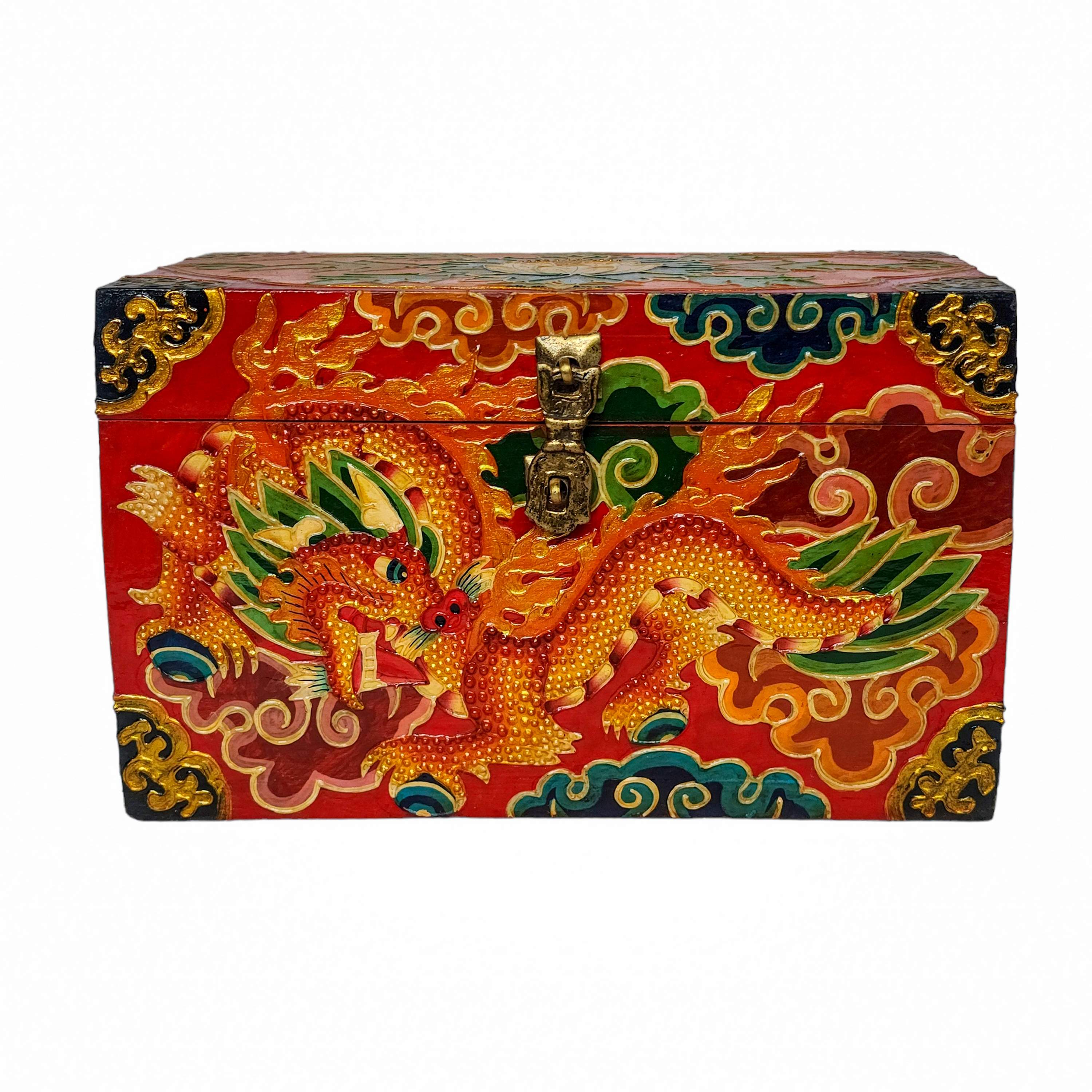 Tibetan Ritual Wooden Box, <span Style=