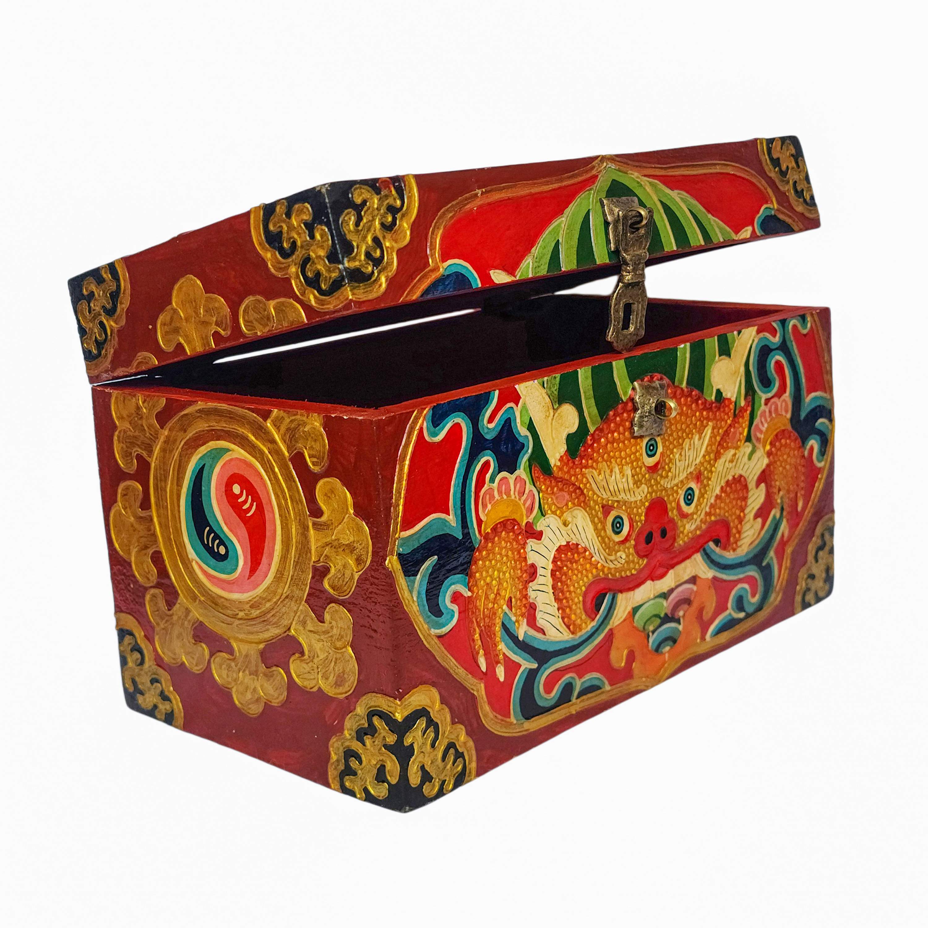 Tibetan Ritual Wooden Box, <span Style=