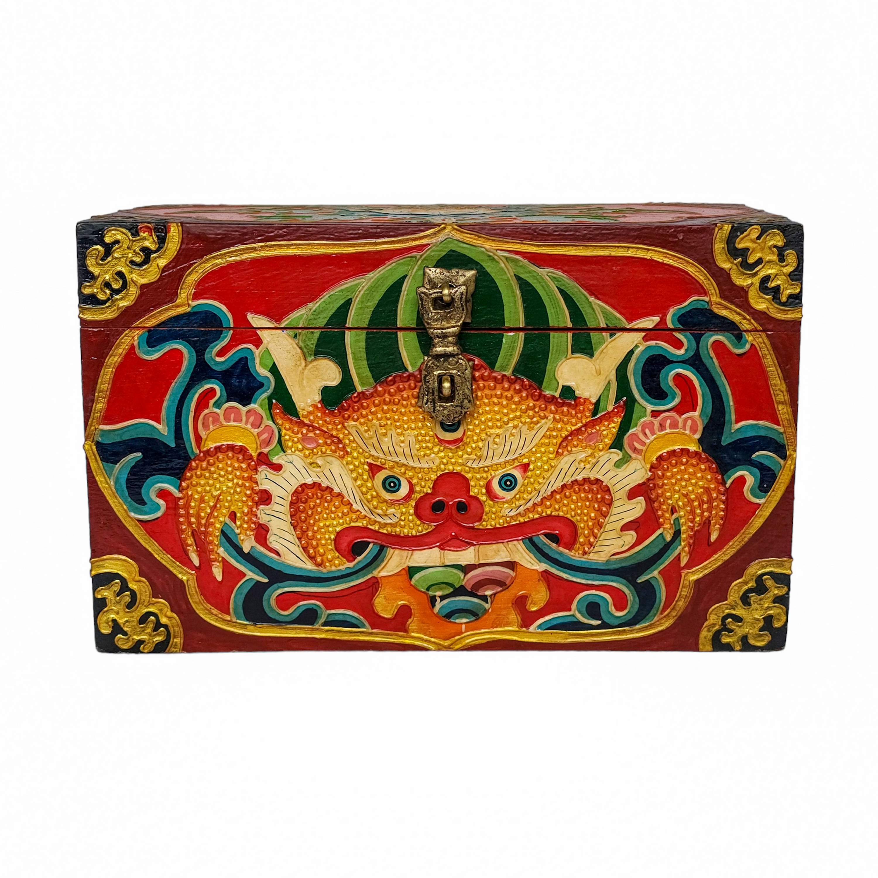 Tibetan Ritual Wooden Box, <span Style=