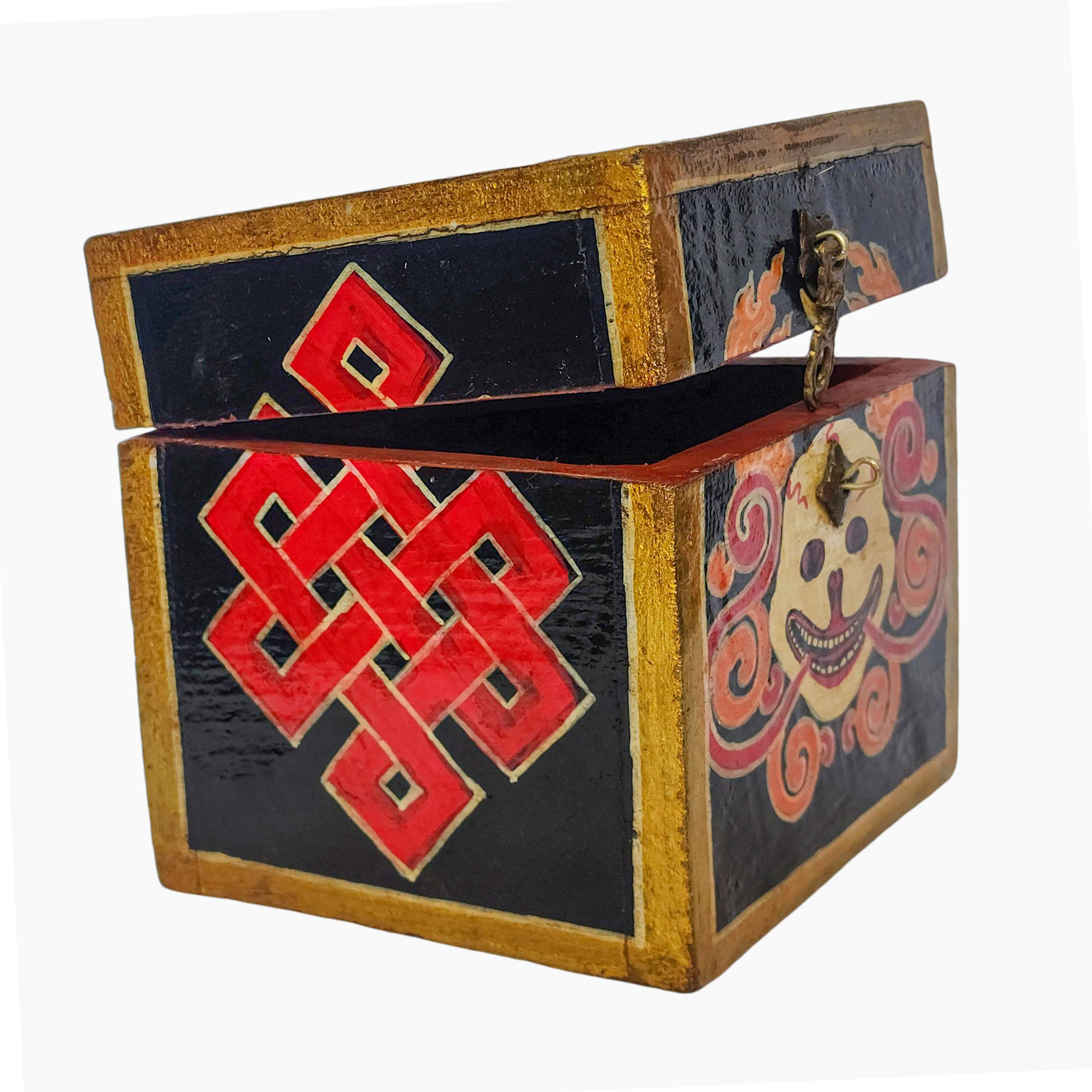 Tibetan Ritual Wooden Box, <span Style=