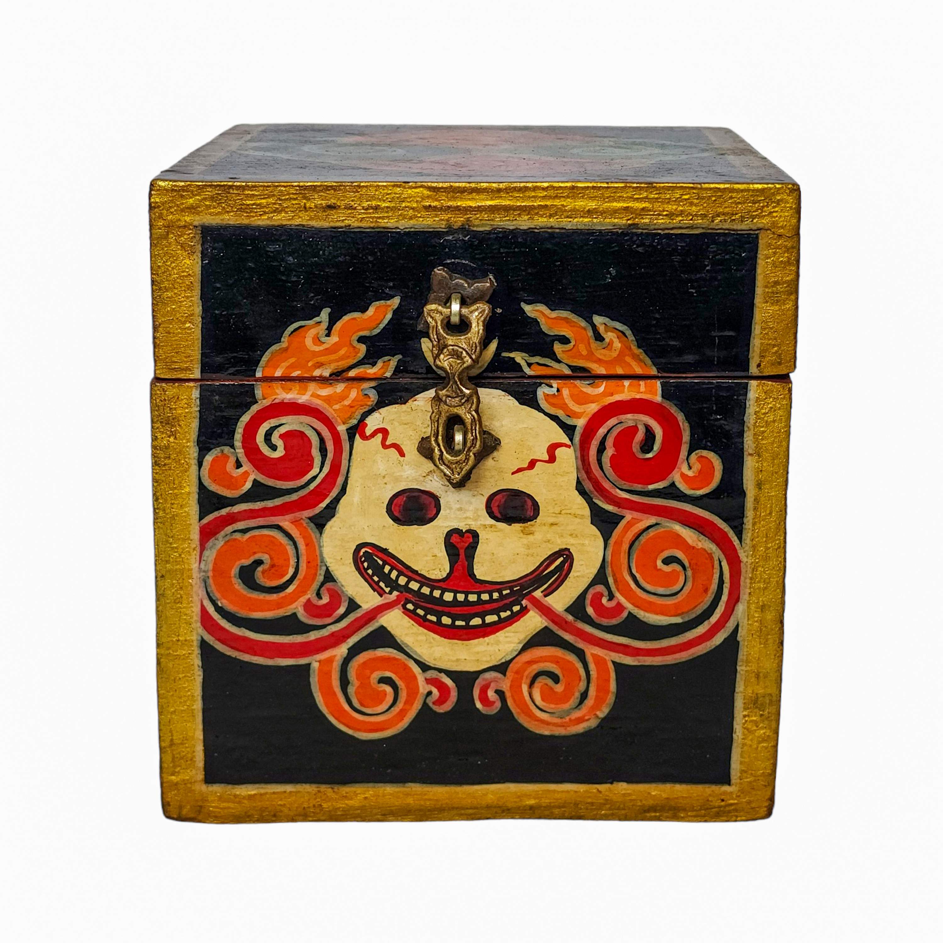 Tibetan Ritual Wooden Box, <span Style=