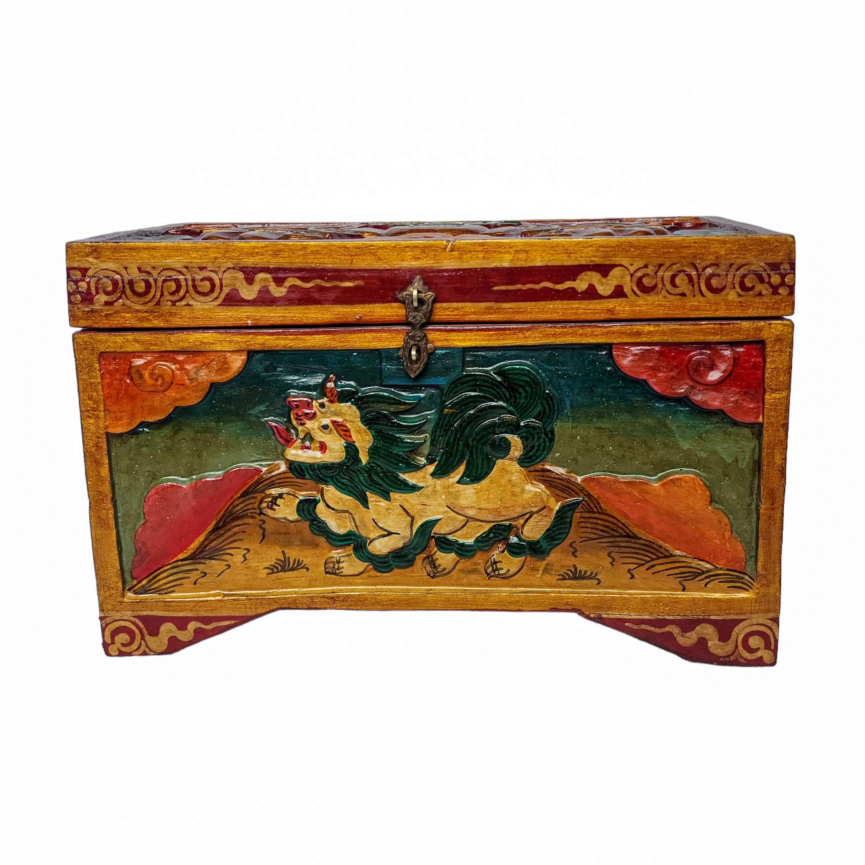 Tibetan Ritual Wooden Box, <span Style=