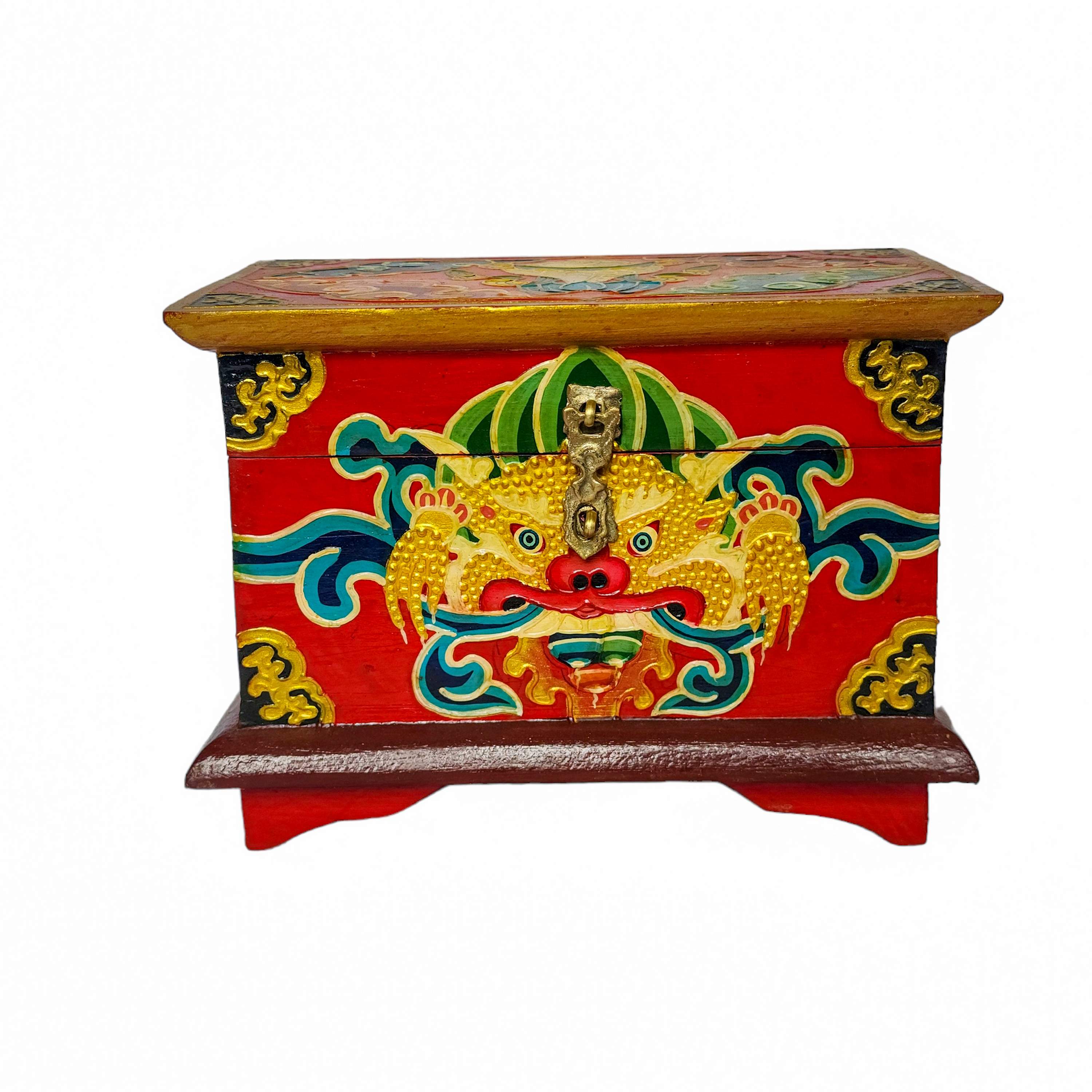 Tibetan Ritual Wooden Box, <span Style=