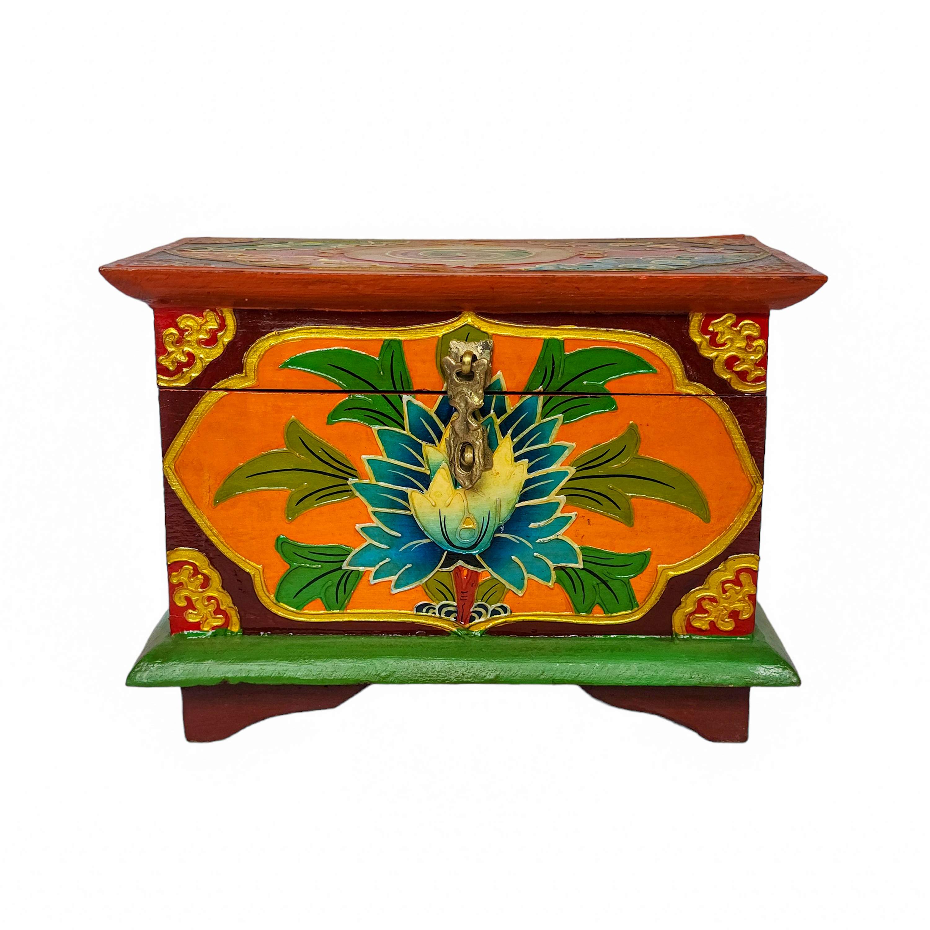 Tibetan Ritual Wooden Box, <span Style=